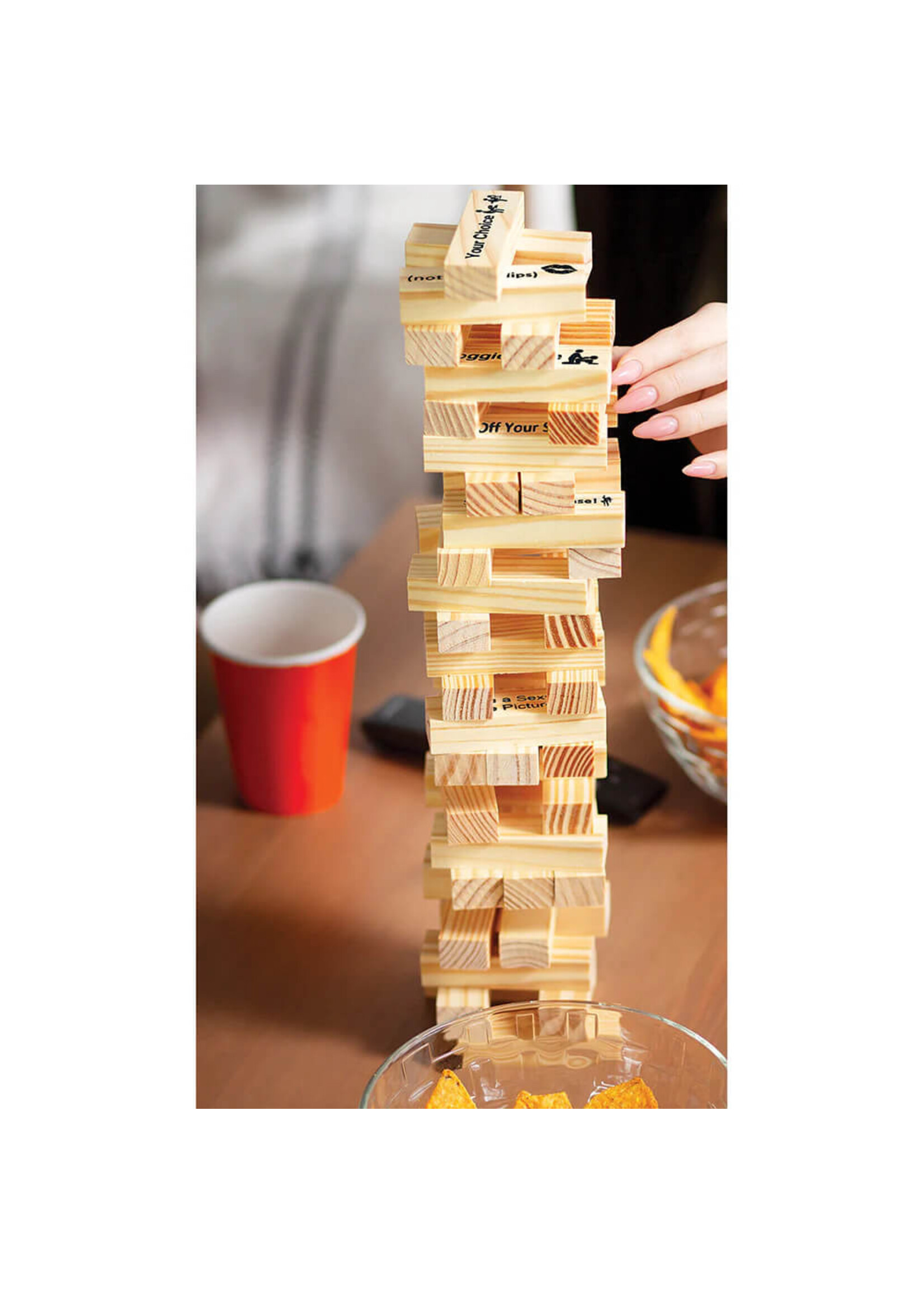 Tower Tease Naughty Sex Game w/Assorted Wooden Blocks/Sayings