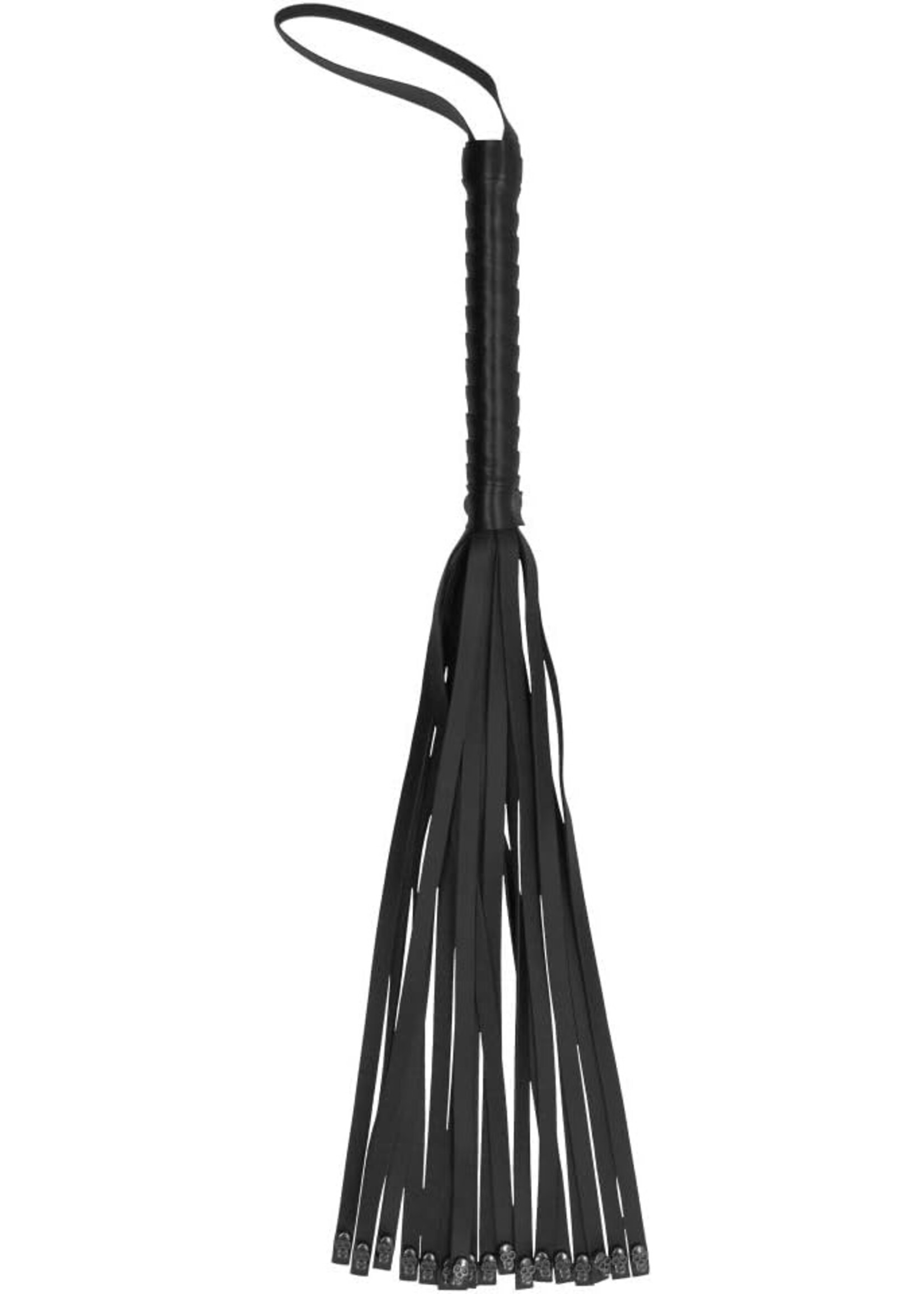 Ouch! Skulls & Bones 23.4 in. Skull Whip Flogger Black
