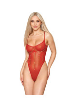 Dreamgirl Gold-foiled Mesh Teddy with Rhinestone : Medium