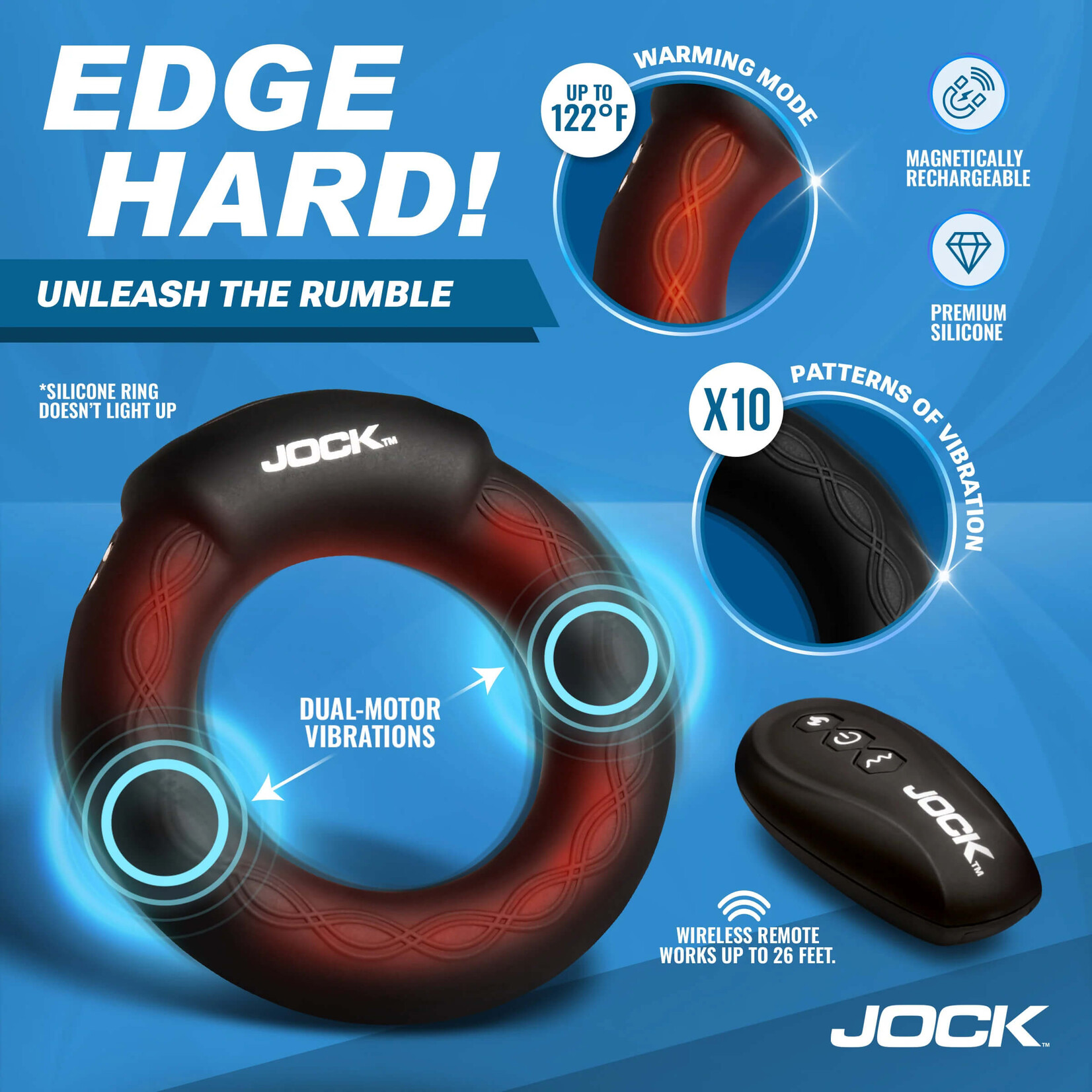 Jock Rumbler 1.8" Vibrating & Warming C-Ring