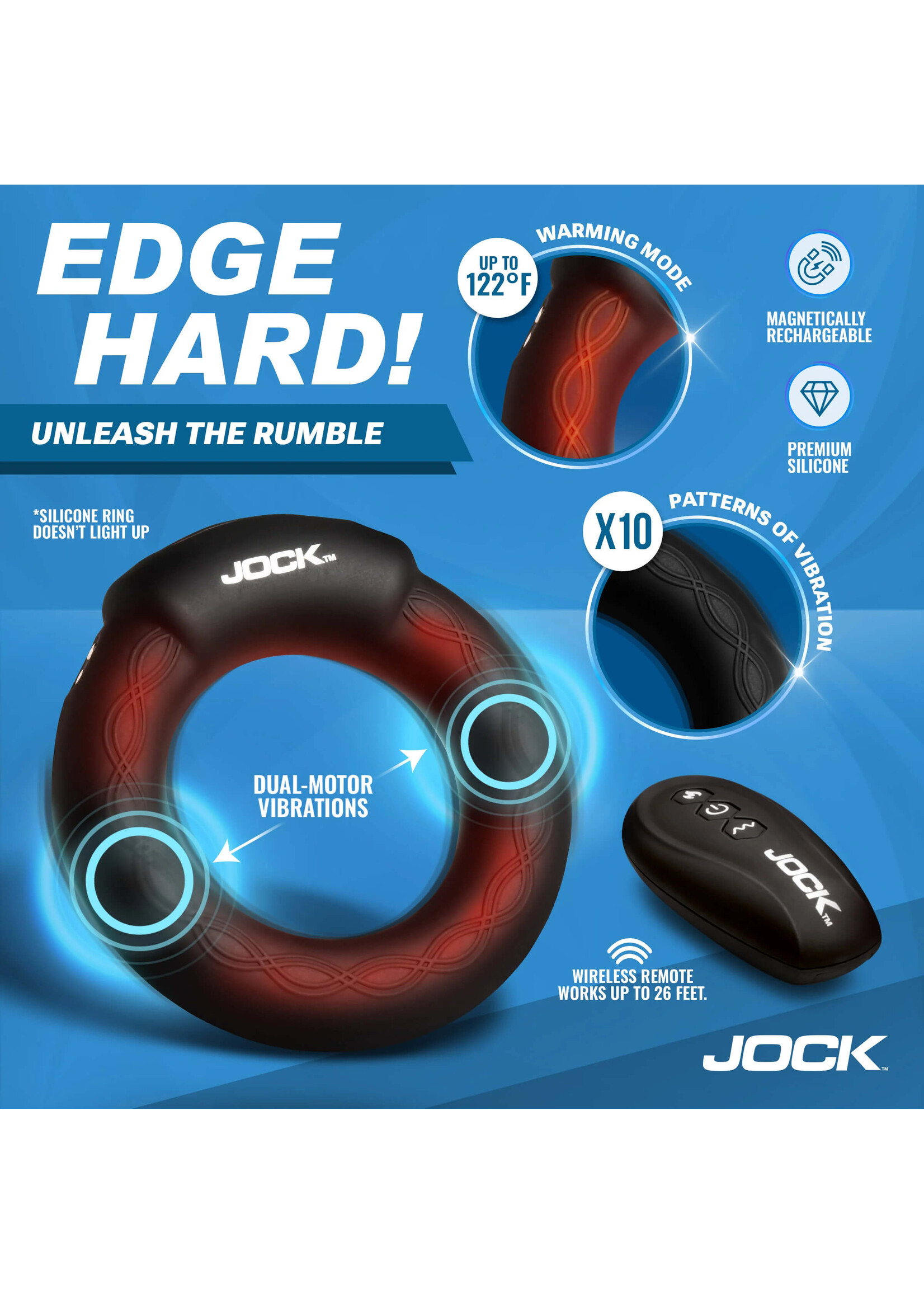 Jock Rumbler 1.8" Vibrating & Warming C-Ring