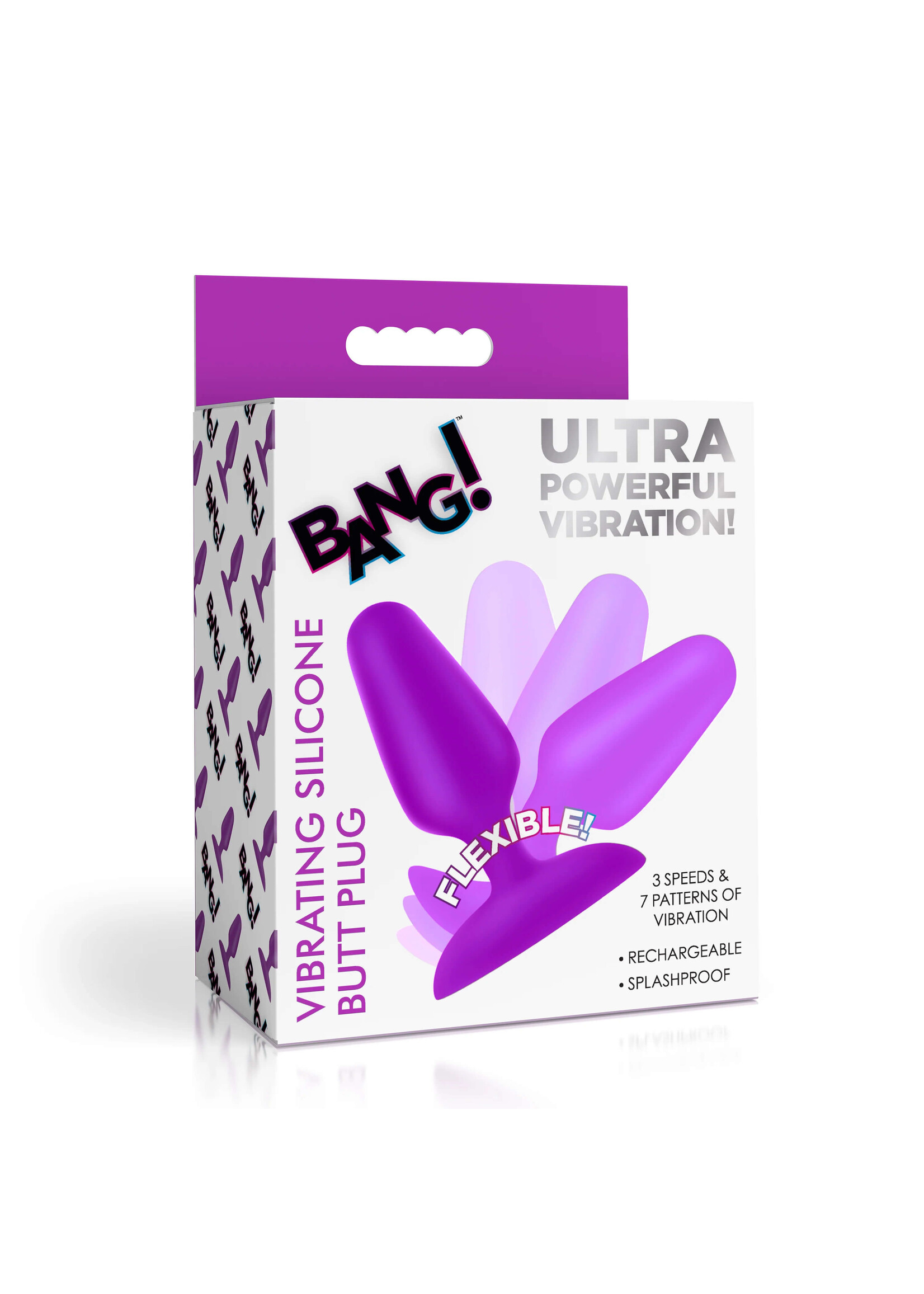 Bang Flexible Vibrating Silicone Butt Plug - Purple