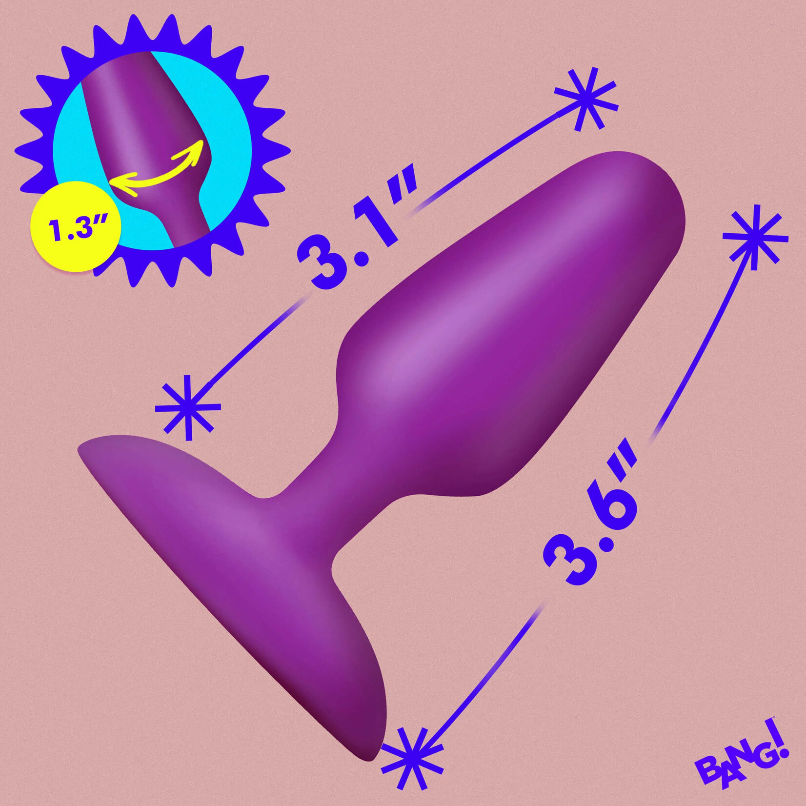 Bang Flexible Vibrating Silicone Butt Plug - Purple