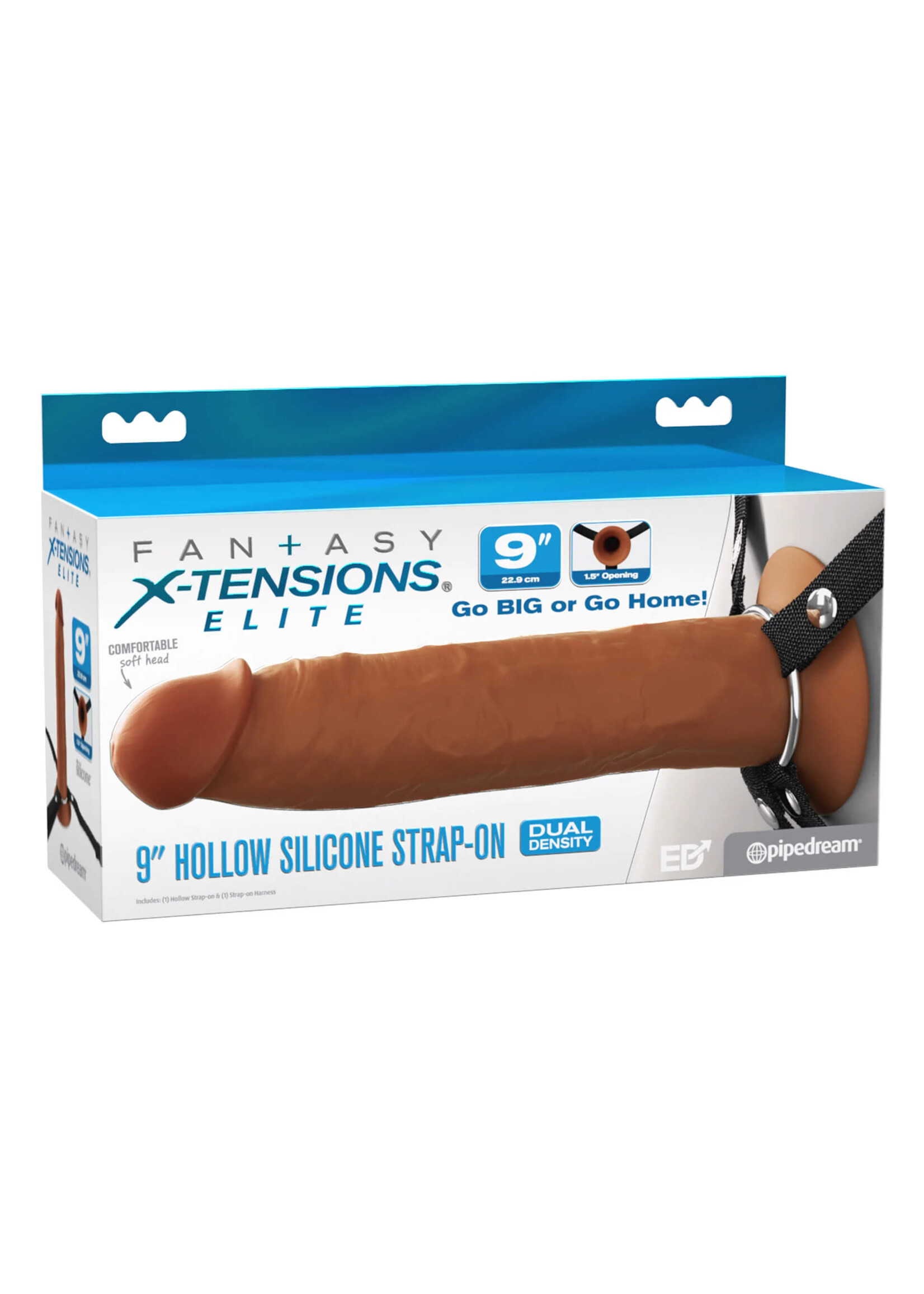 Fantasy X-Tensions Elite Fantasy X-Tensions Elite 9" Hollow Silicone Strap-On - Brown