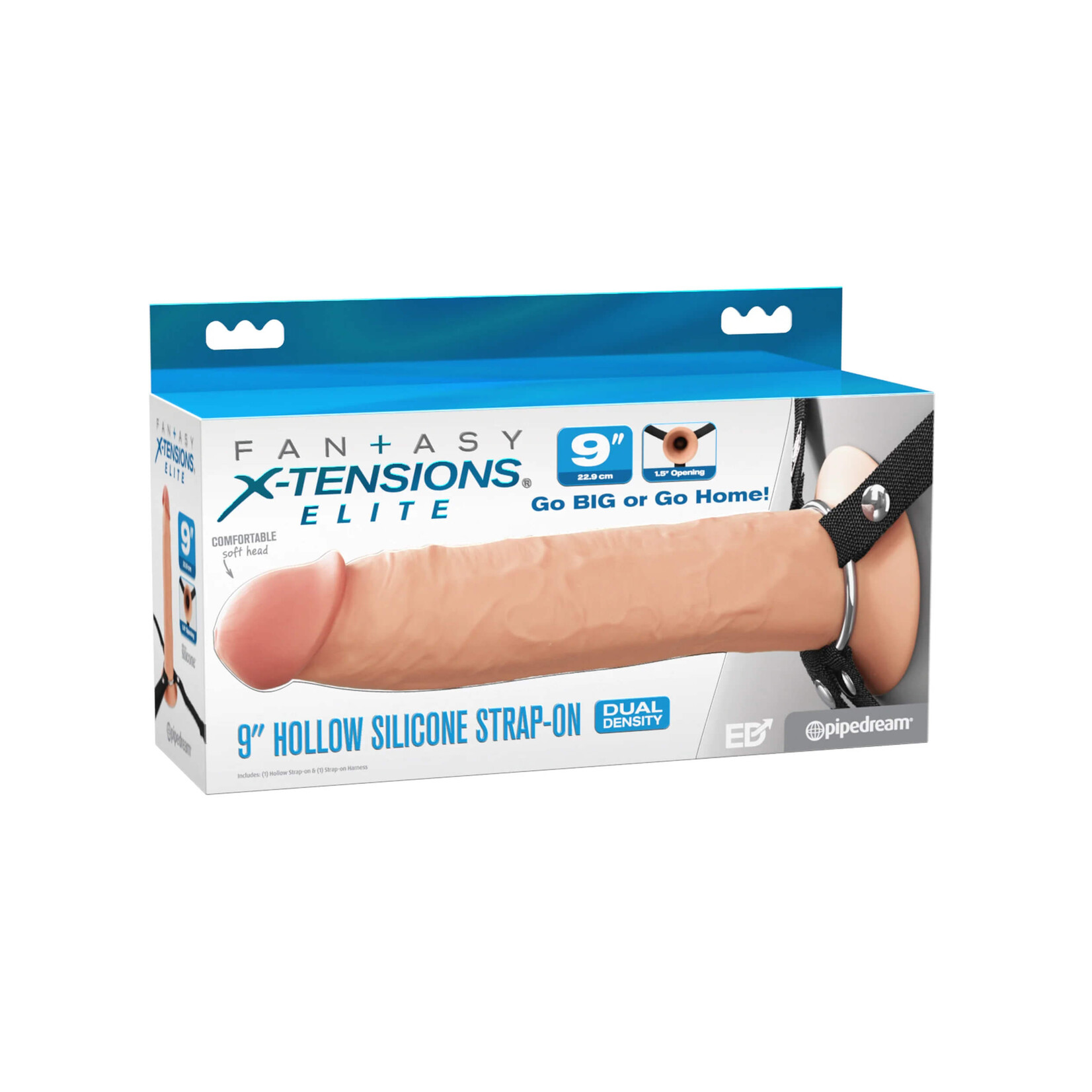 Fantasy X-Tensions Elite Fantasy X-Tensions Elite 9" Hollow Silicone Strap-On - Light