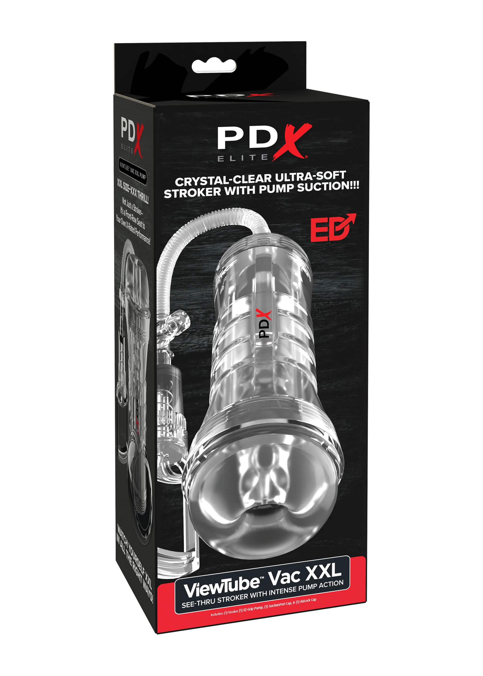 PDX Elite ViewTube Vac XXL Pump See-Thru EZ-Grip Pump Stroker