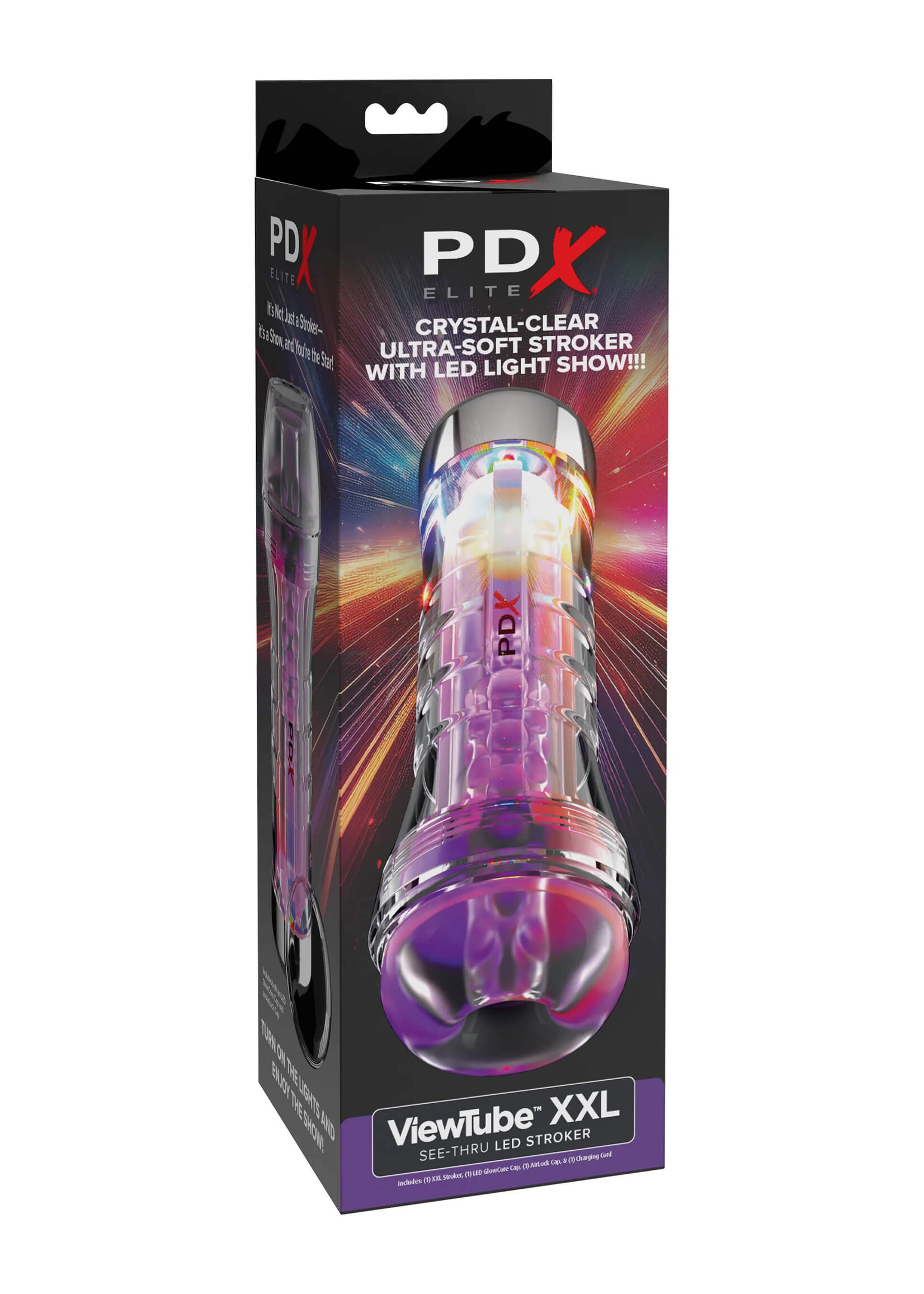 PDX Elite ViewTube XXL See-Thru EZ-Grip LED Stroker