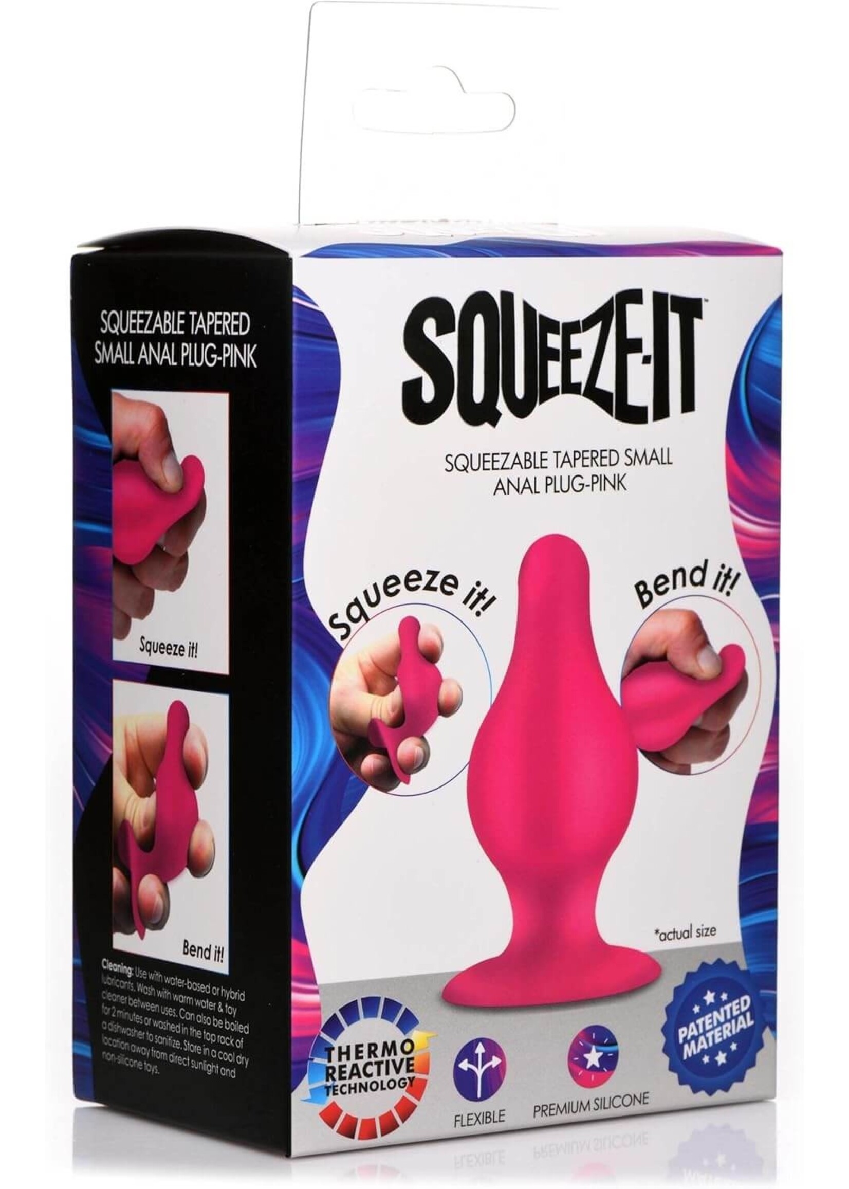 XR Brands Squeeze-It Squeezeable Tapered Anal Plug Small-Pink