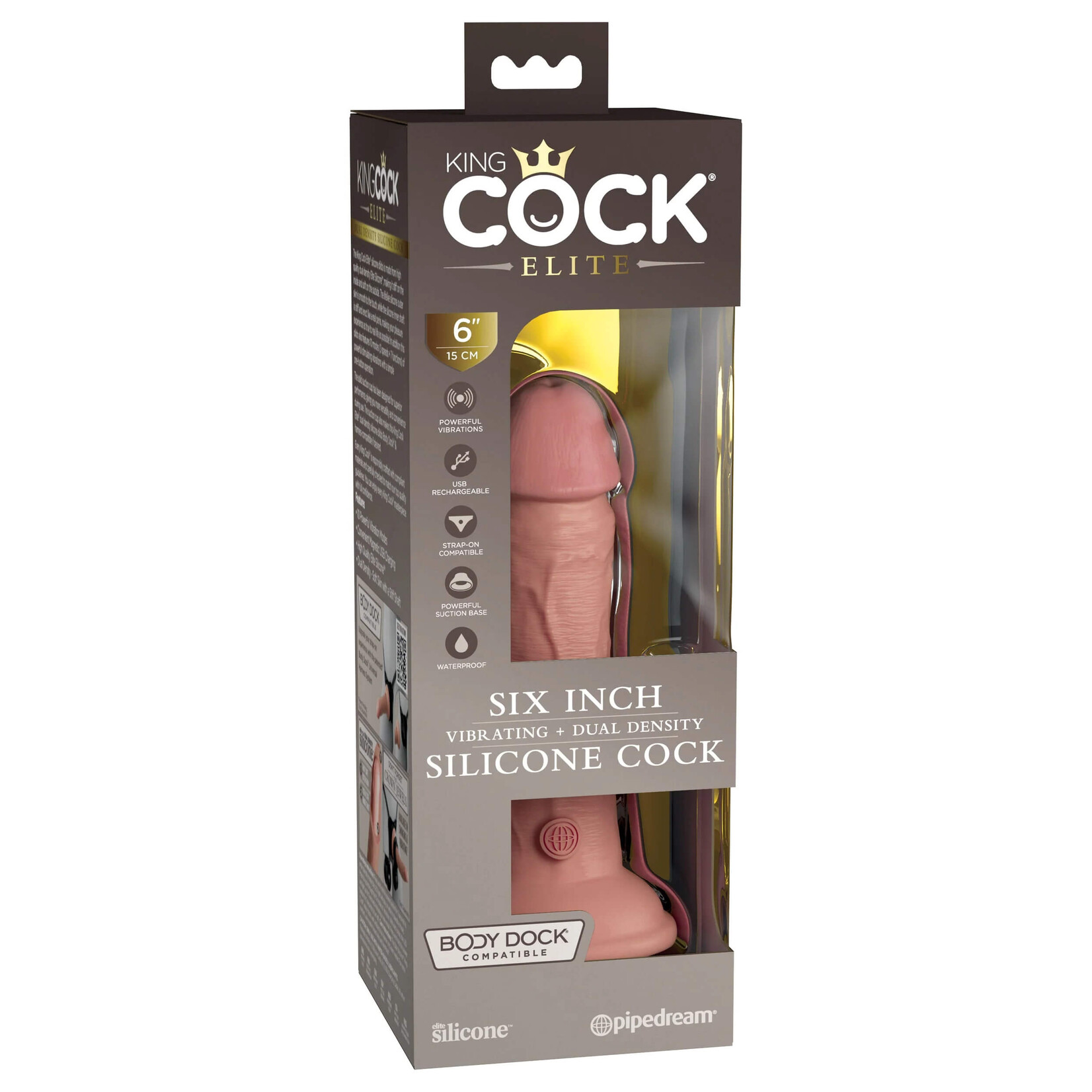 King Cock Elite 6" Vibrating Silicone Dual Density Cock
