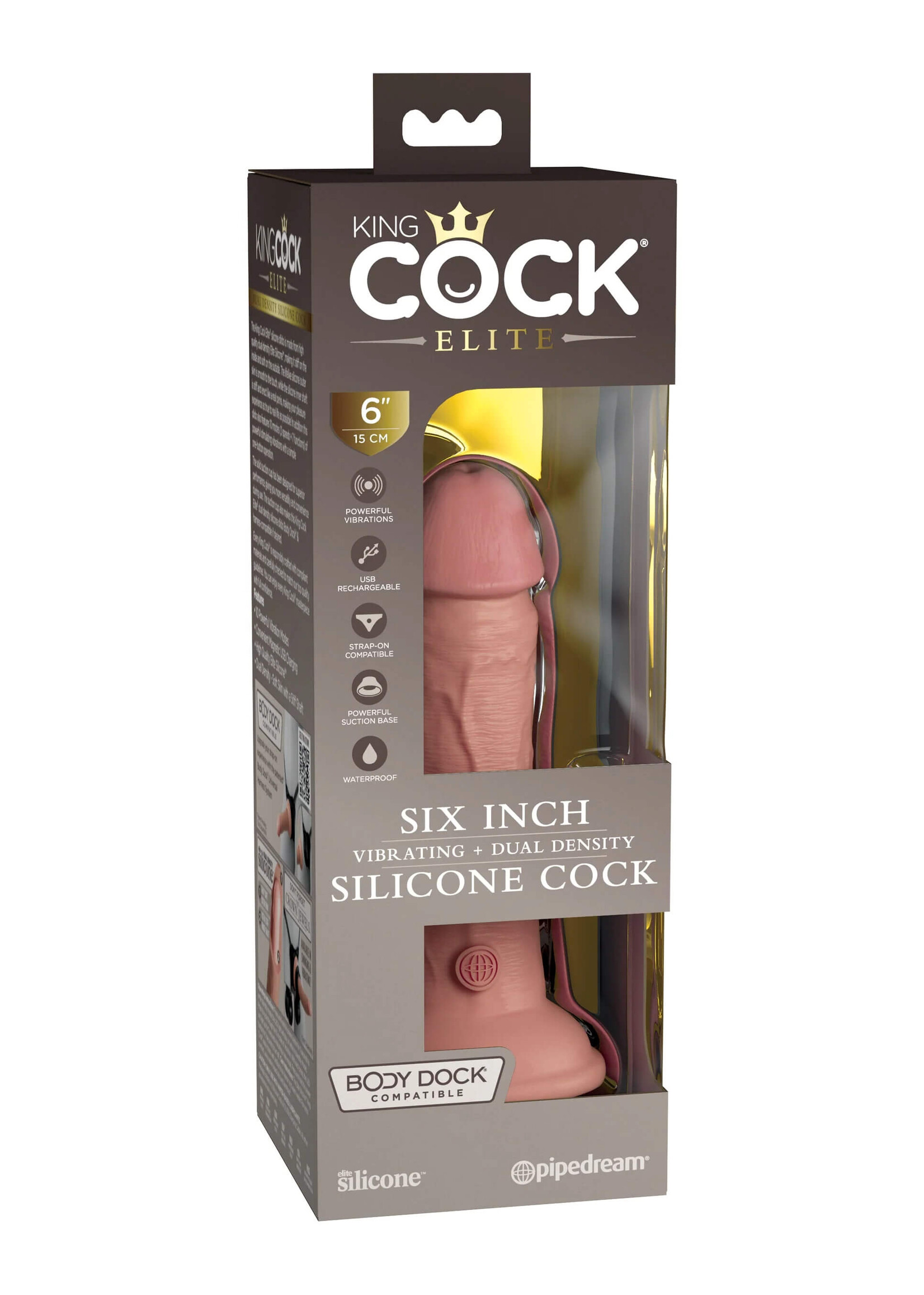 King Cock Elite 6" Vibrating Silicone Dual Density Cock
