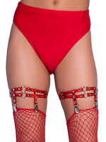 Leg Avenue Dual Strap Iridescent Studded Thigh High Garter Suspender with Mini Hearts