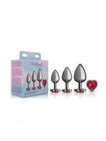 Cheeky Charms Cheeky Charms - Metal Butt Plug Gunmetal - Heart Dark Red - Anal Trainer Kit