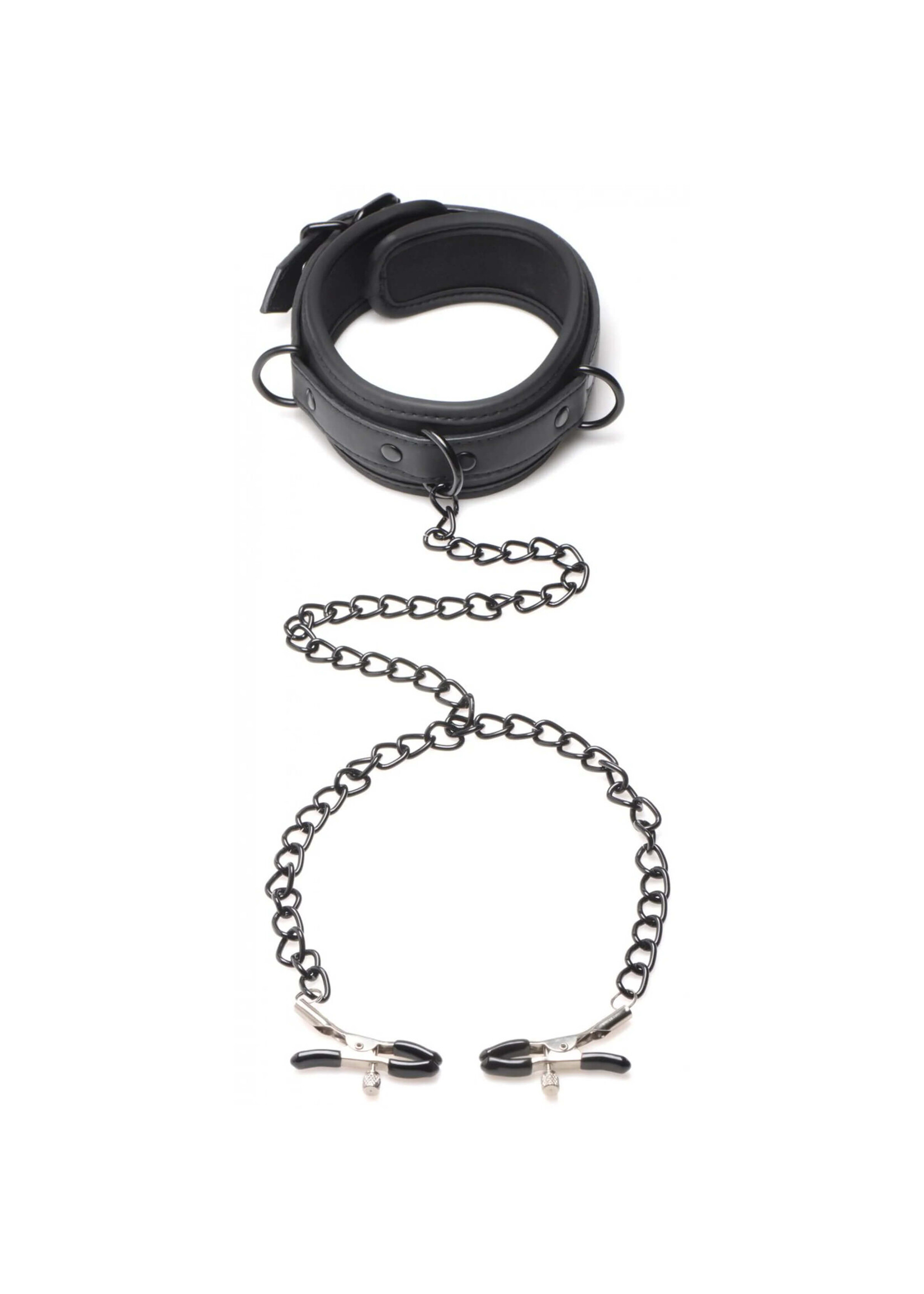 Collared Temptress Collar with Nipple Clamps