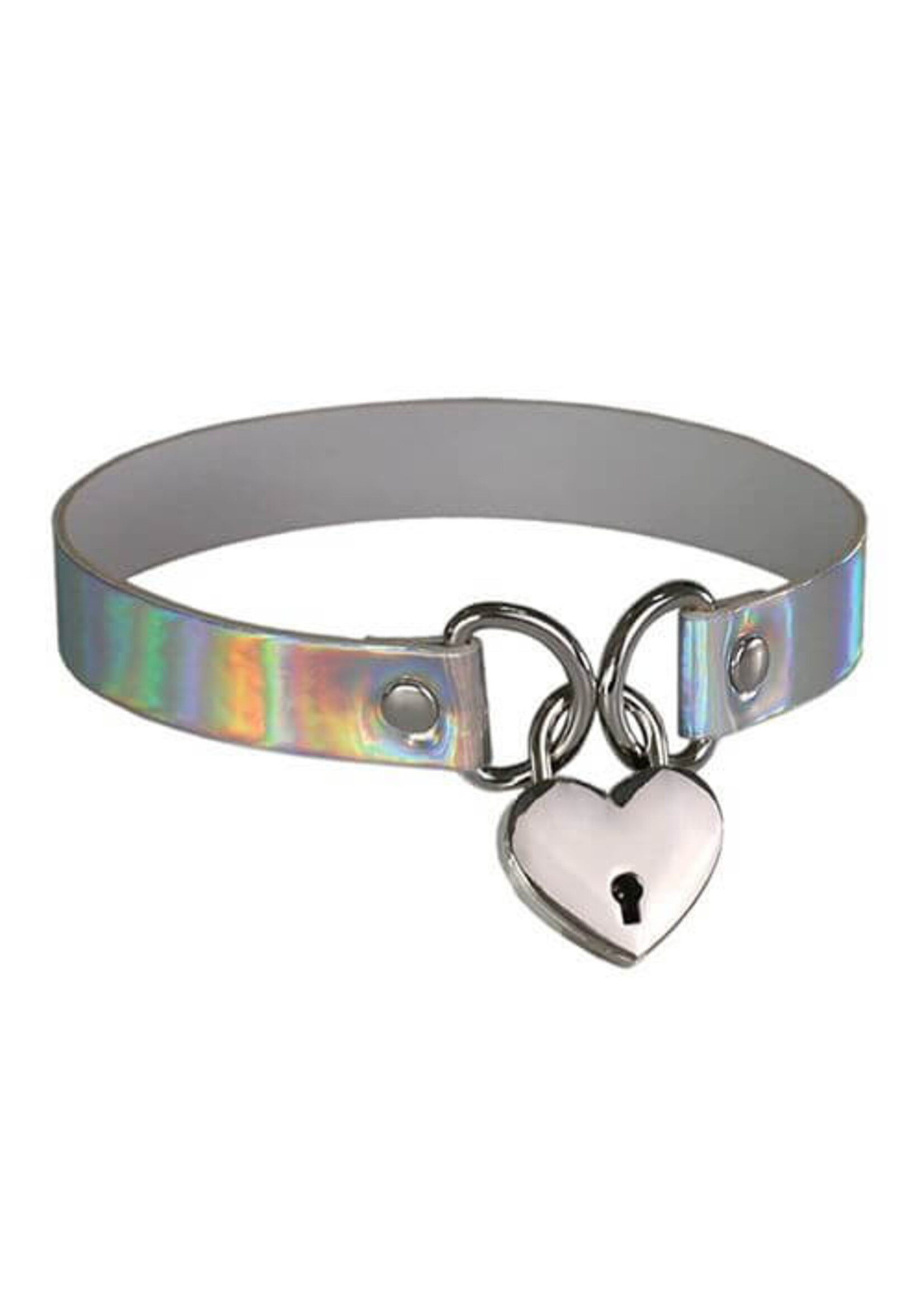 Plesur Heart Lock Collar - Holographic White