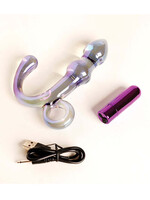 Cristal Orchid Pulse Glass Dildo w/Removable Bullet Vibe - Purple