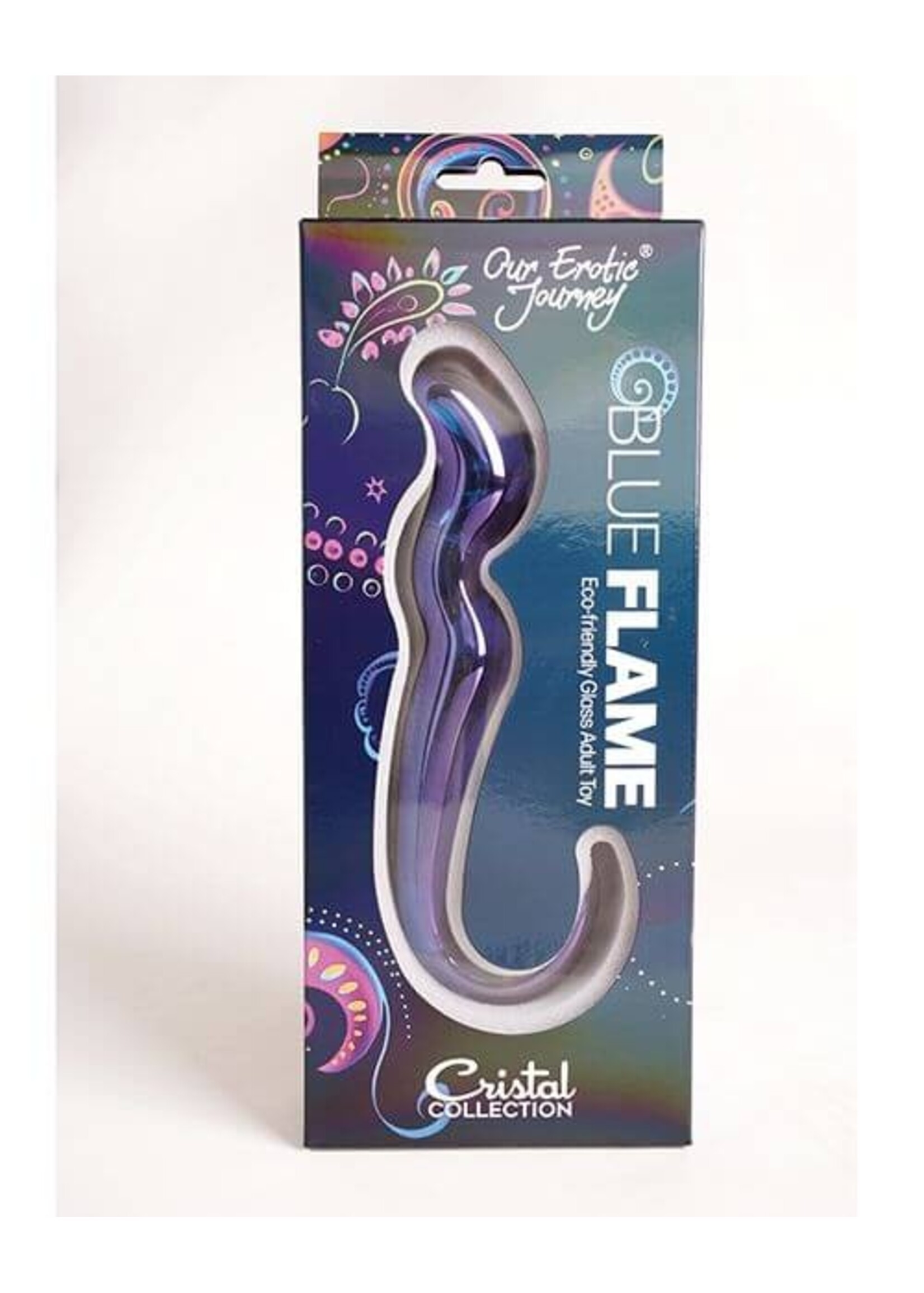 Cristal Cristal Blue Flame Curved Glass Dildo - Purple