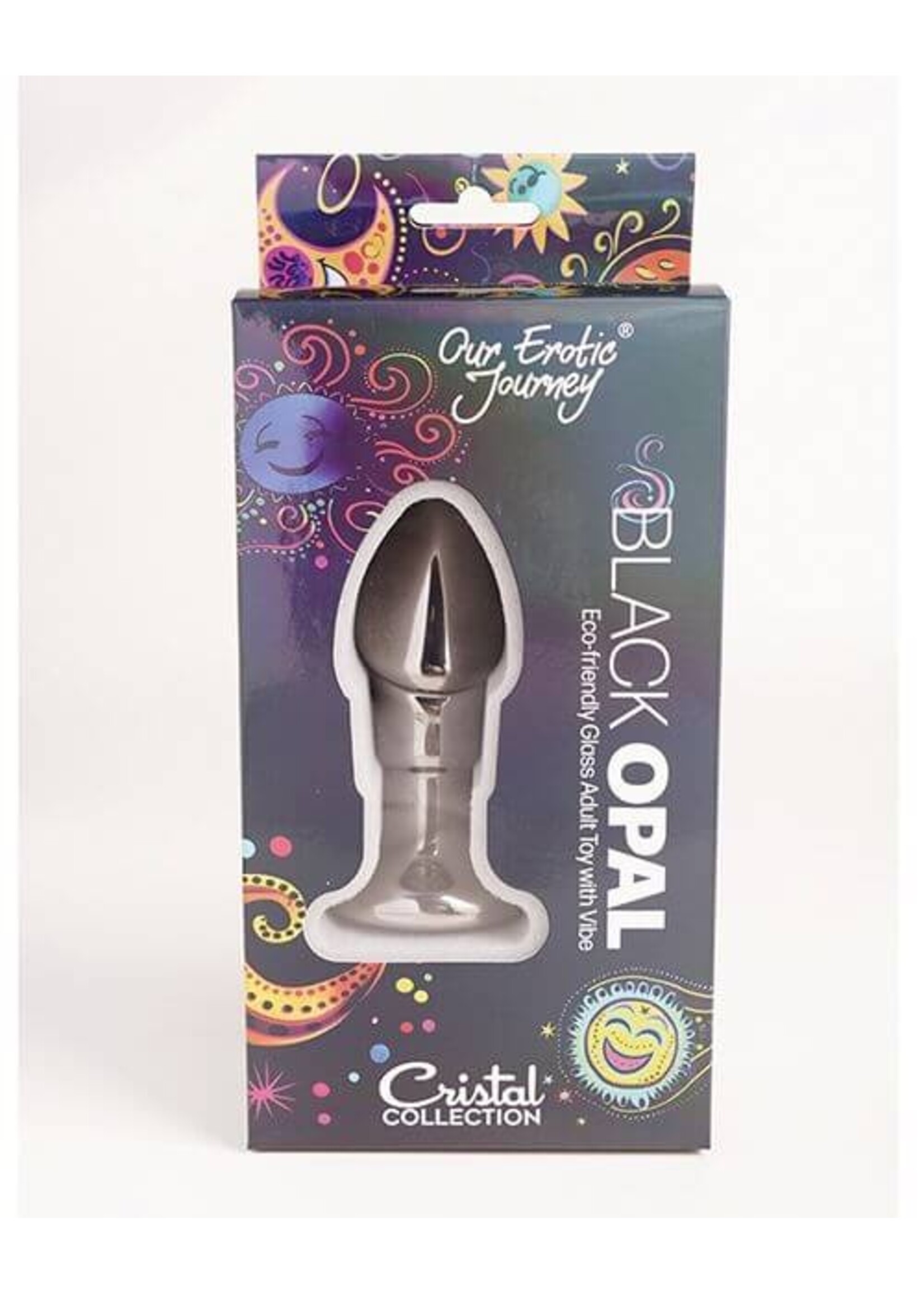Cristal Black Opal Anal Glass Dildo Vibe - Gun Metal