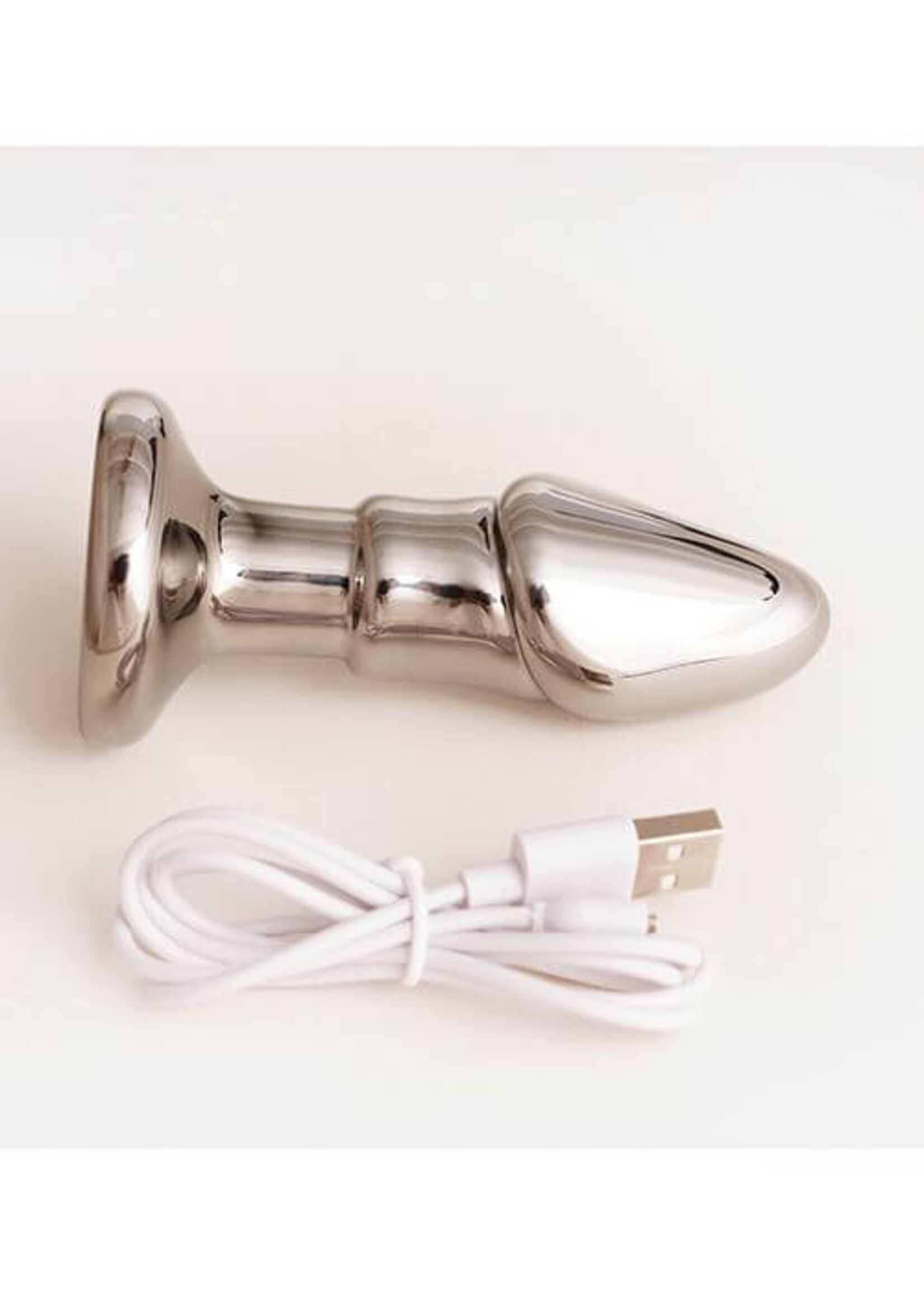 Cristal Black Opal Anal Glass Dildo Vibe - Gun Metal