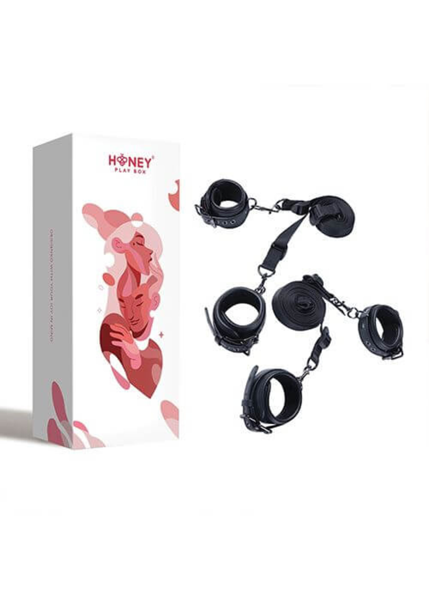 Kinky Play Box Kinky Play Box Luxury Bondage Bed Restraint Kit - Black