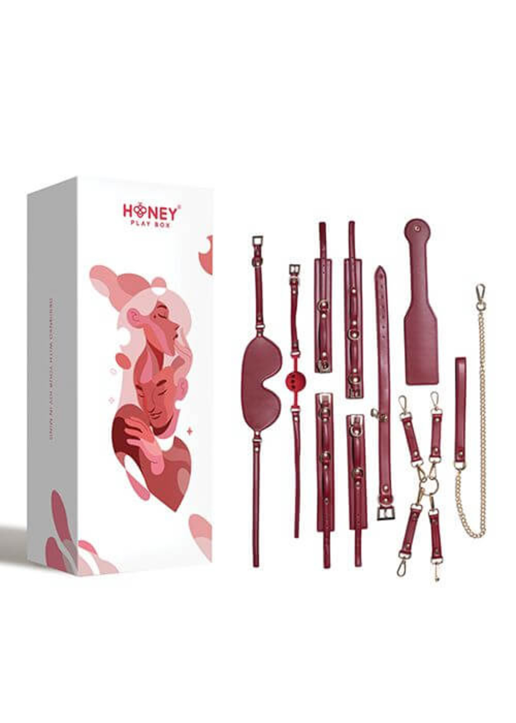 Kinky Play Box Kinky Play Box Red Passion 8 pc Set Bondage Kit - Red