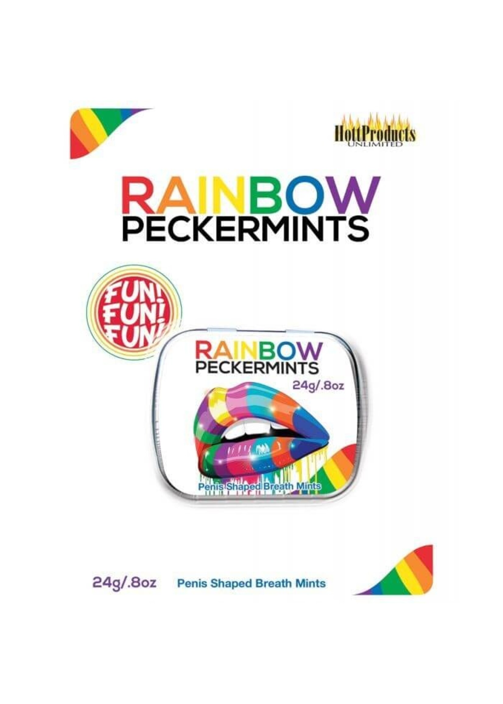 Rainbow Pecker Shape Candies in Tin-Carded