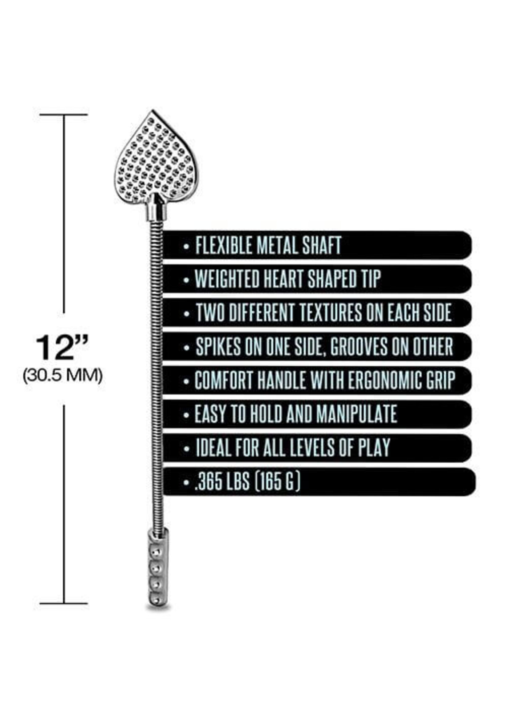 Nixie Nixie Flaming Heart Riding Crop - Silver