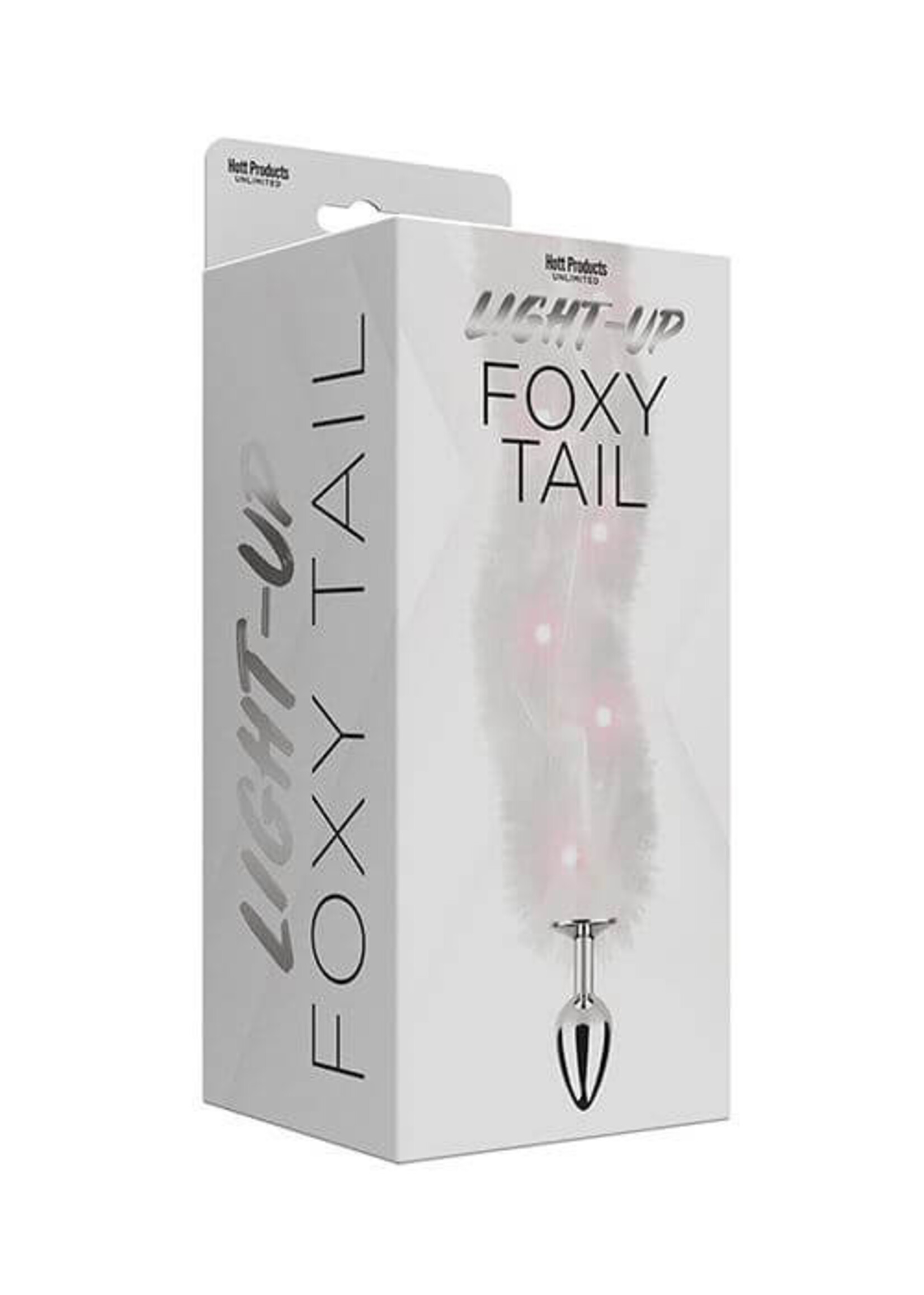 Foxy Tail Light Up Faux Fur Butt Plug - White