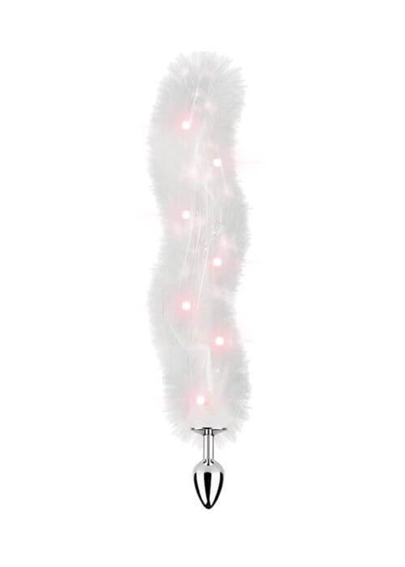Foxy Tail Light Up Faux Fur Butt Plug - White