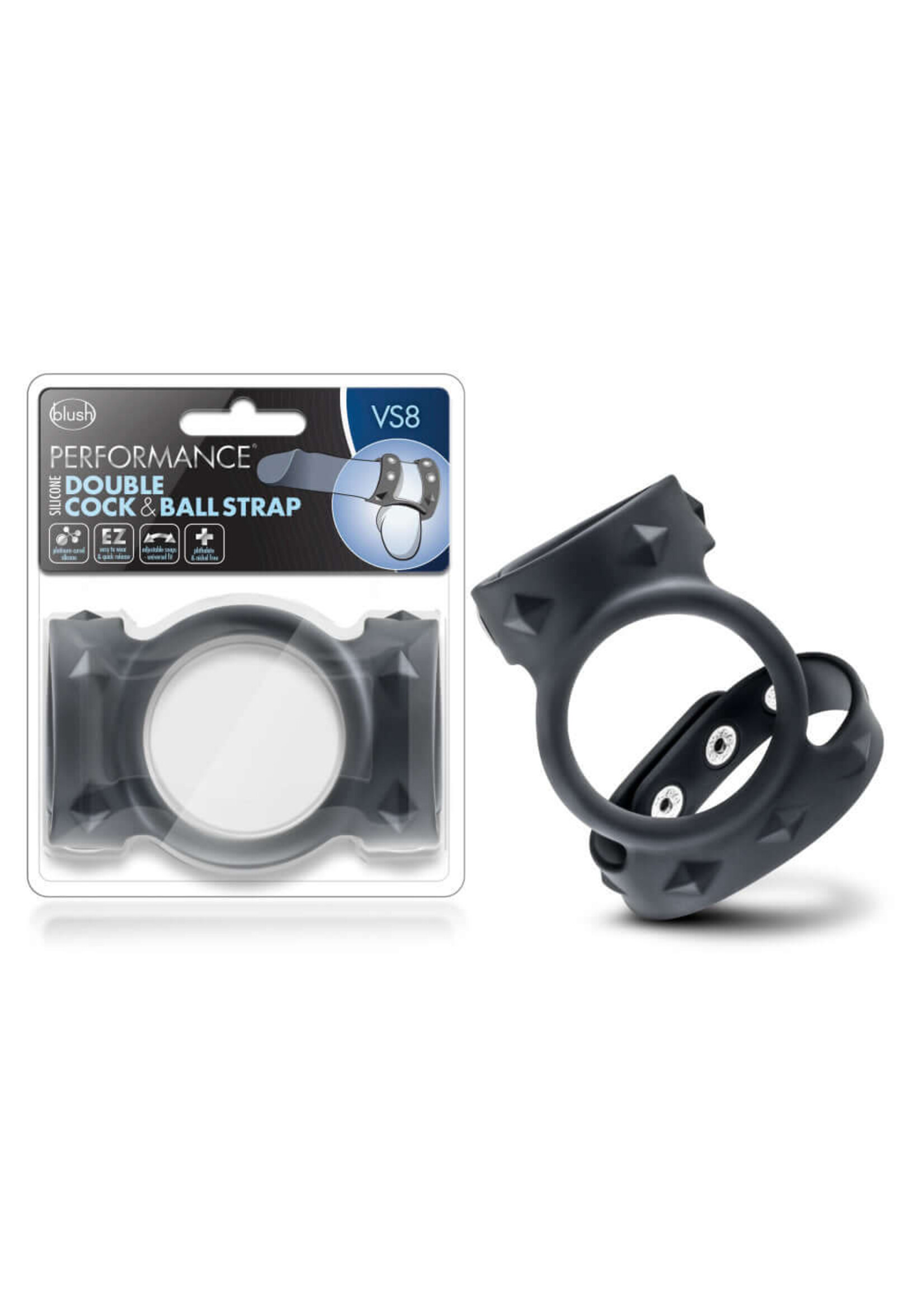 Performance Performance - VS8 - Silicone Double Cock & Ball Strap - Black