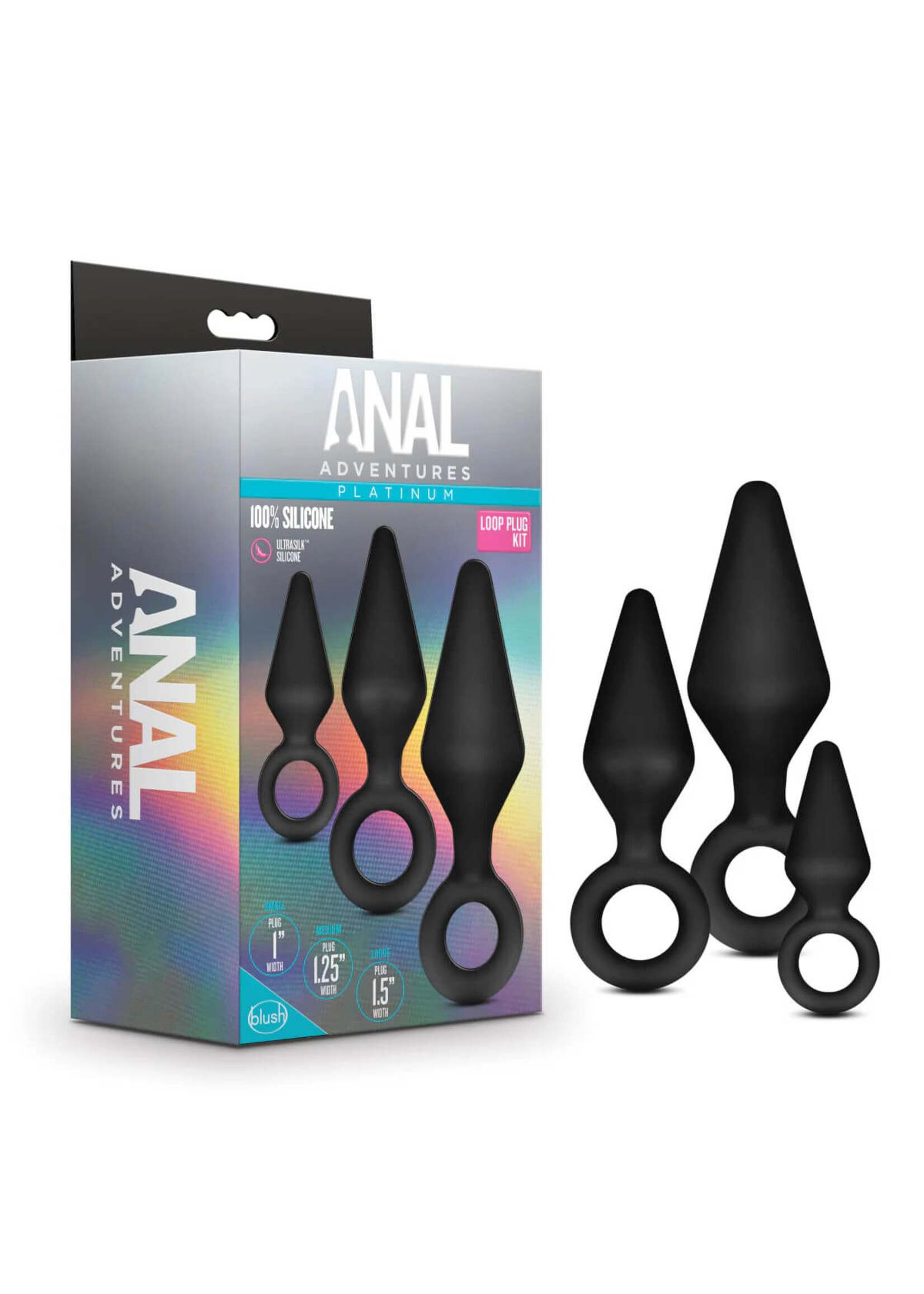 Anal Adventures Platinum Anal Adventures Platinum - Silicone Loop Plug Kit - Black