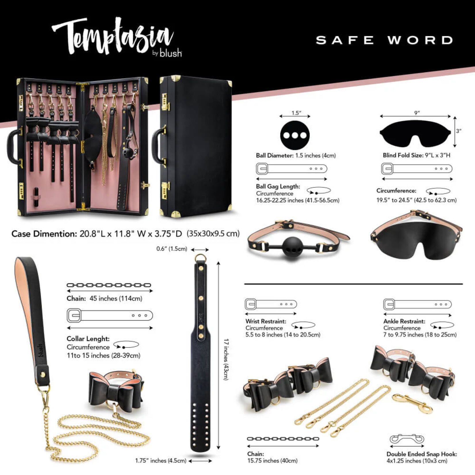 Blush Temptasia - Safe Word - Bondage Kit with Suitcase - Black
