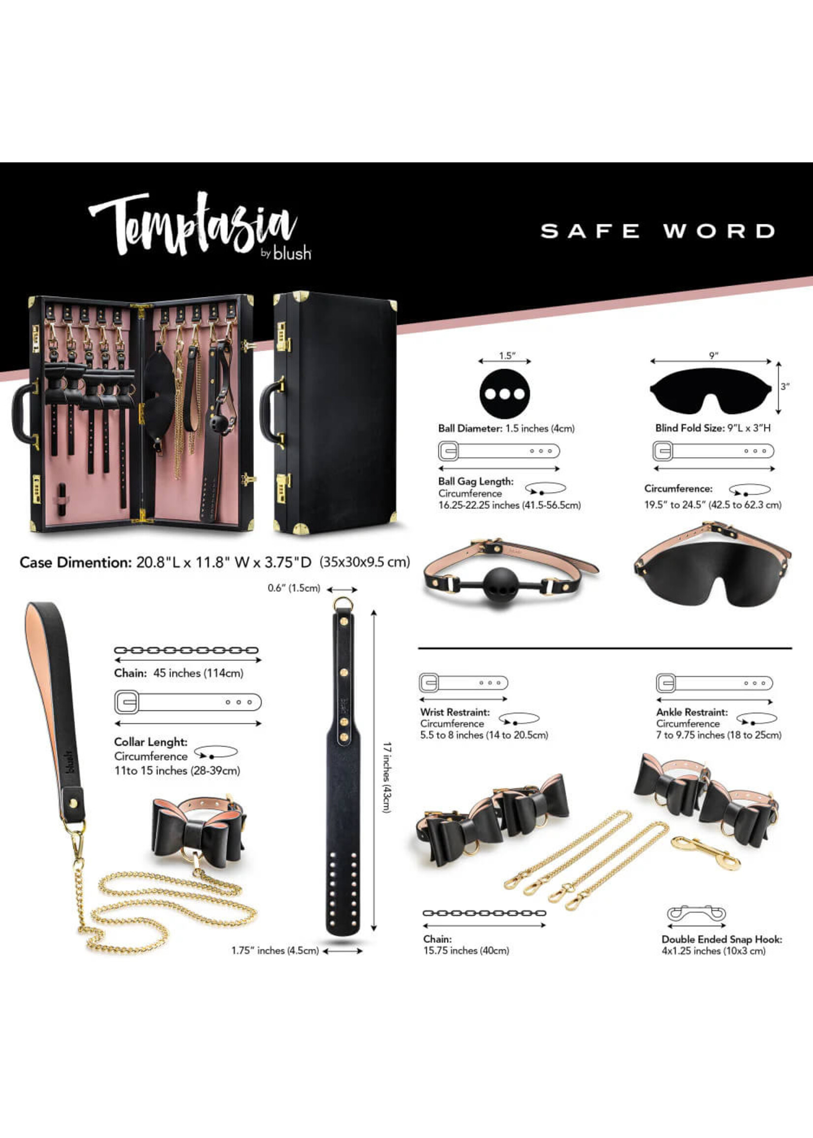 Blush Temptasia - Safe Word - Bondage Kit with Suitcase - Black