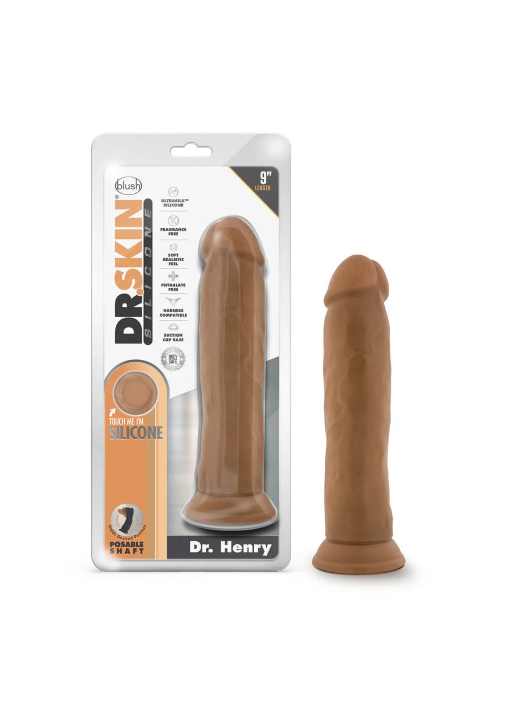 Dr. Skin Dr. Skin Silicone - Dr. Henry - 9 Inch Dildo with Suction Cup - Mocha