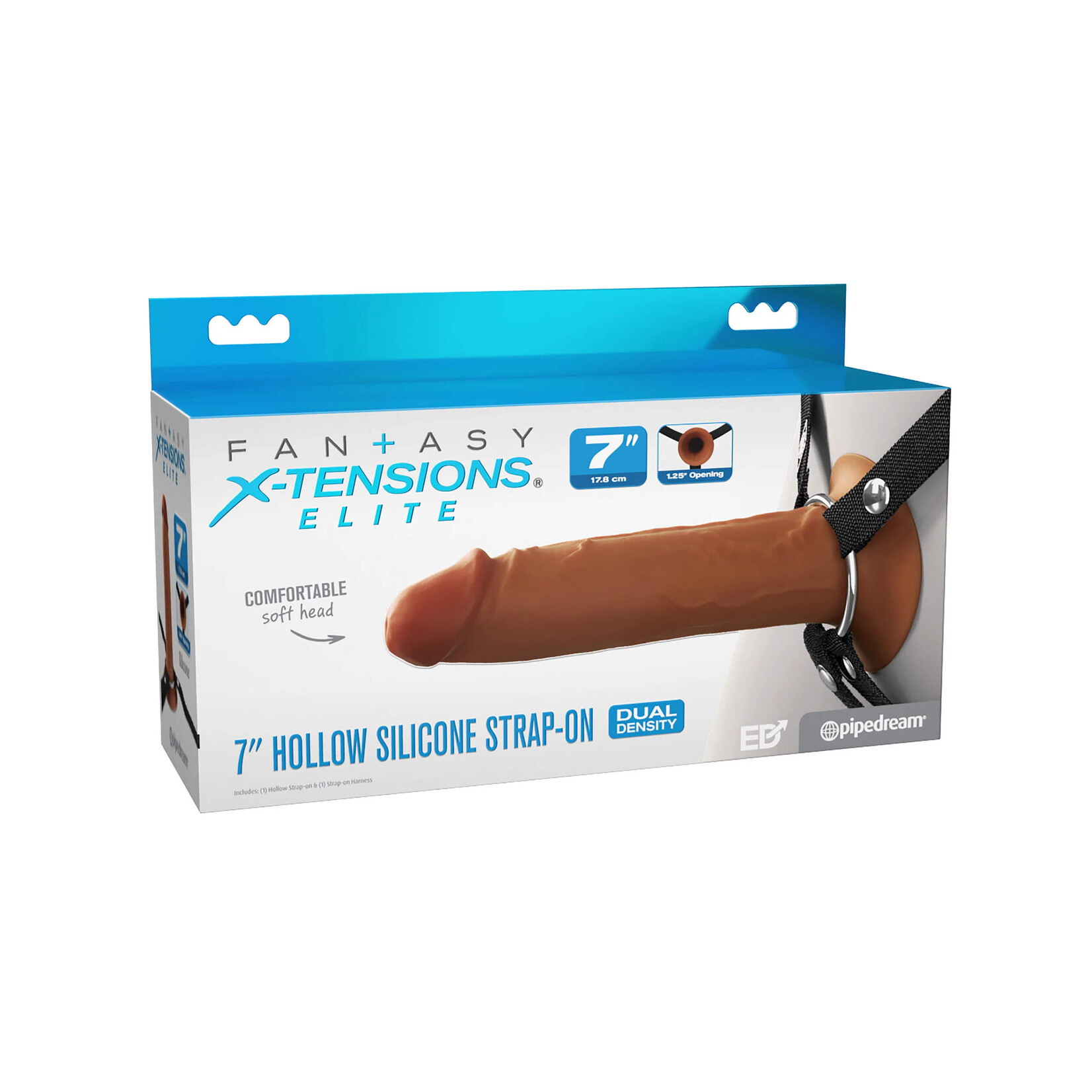 Pipedream Fantasy X-tensions Elite 7" Silicone Hollow Strap On-Dual Density