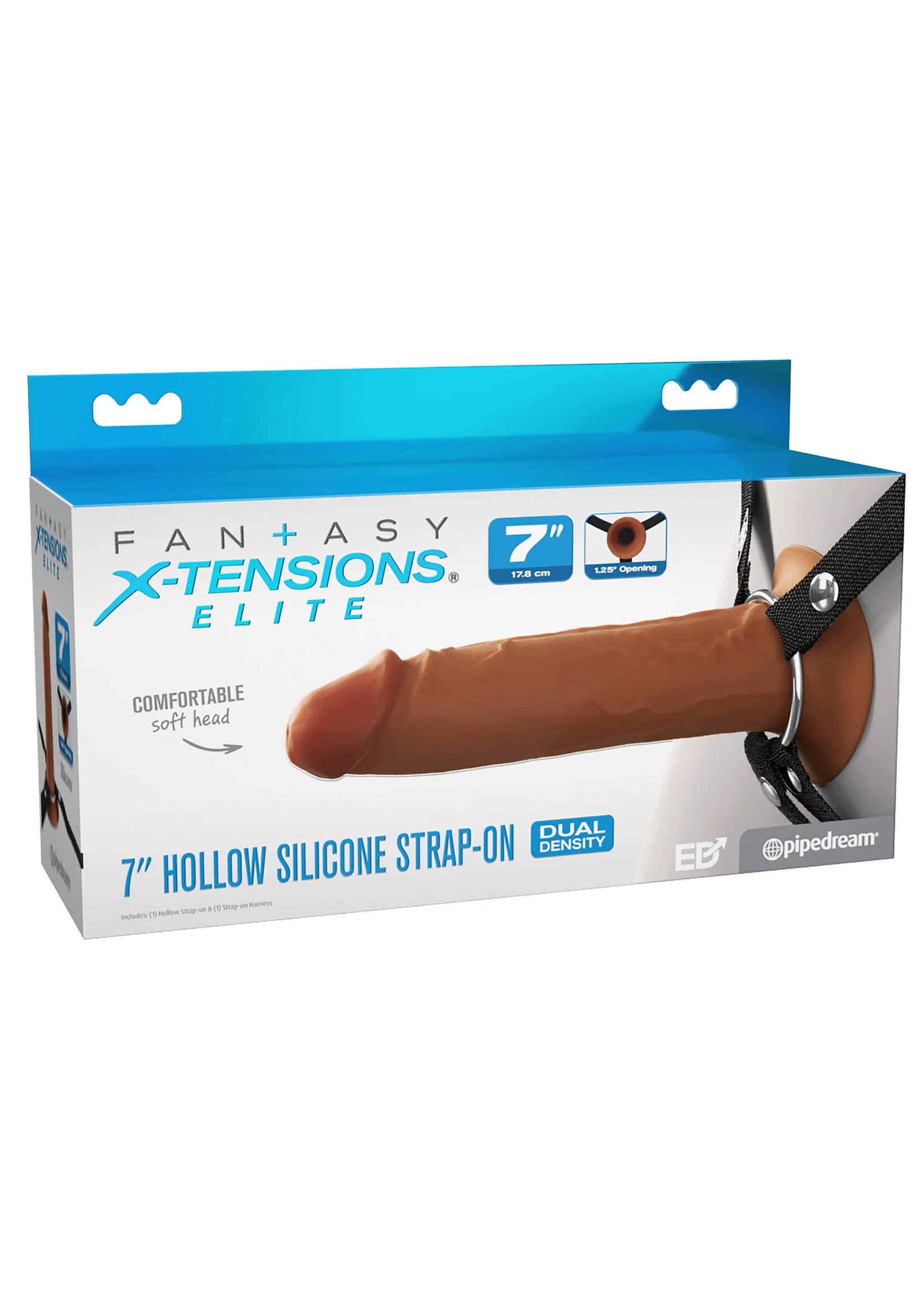 Pipedream Fantasy X-tensions Elite 7" Silicone Hollow Strap On-Dual Density