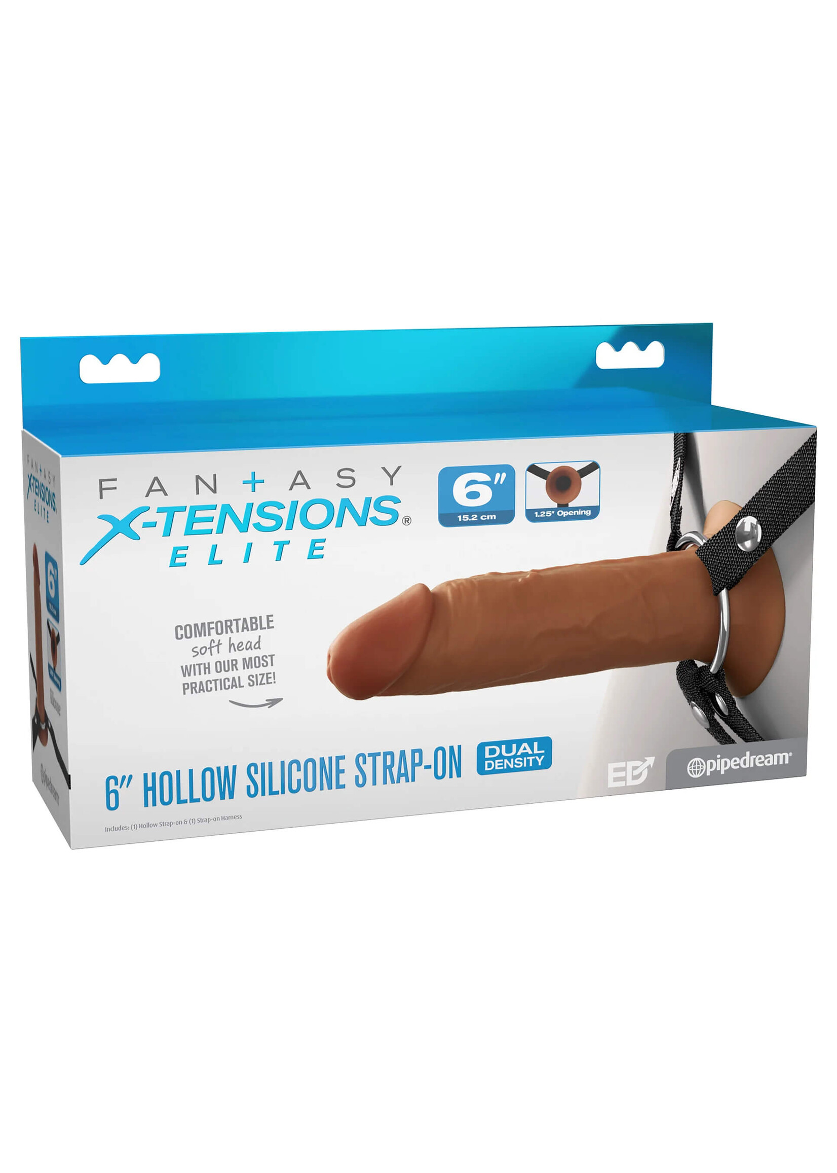 Pipedream Fantasy X-tensions Elite 6" Silicone Hollow Strap On-Dual Density