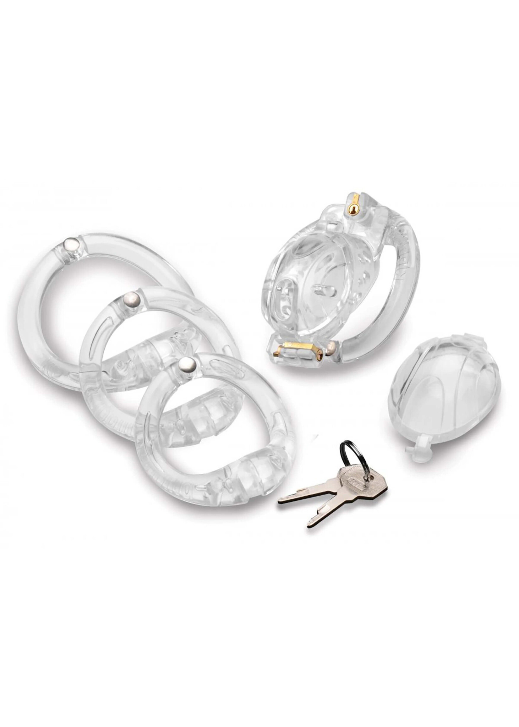 Double Lockdown Locking Customizable Chastity Cage - Clear