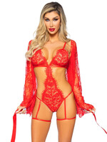 Leg Avenue All Romance Lace Teddy & Robe Set