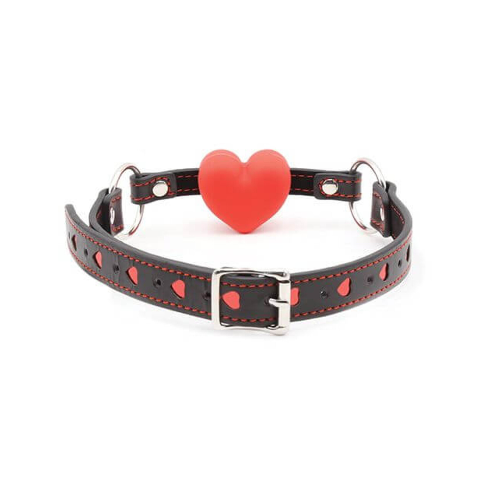 Plesur Plesur Heart Ball Gag w/Red Hearts - Black
