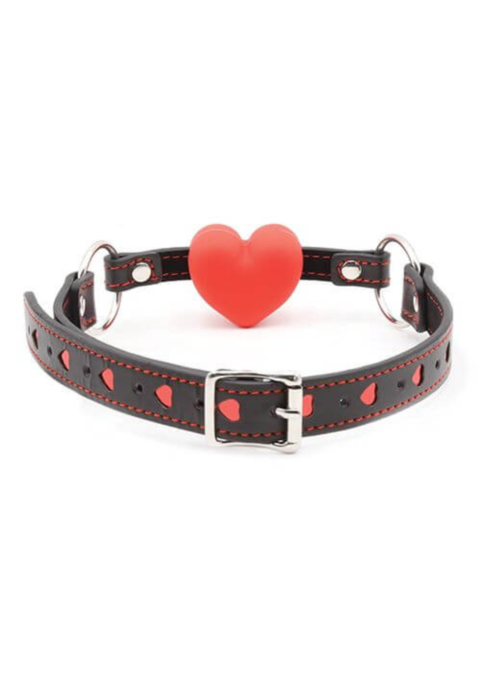 Plesur Plesur Heart Ball Gag w/Red Hearts - Black