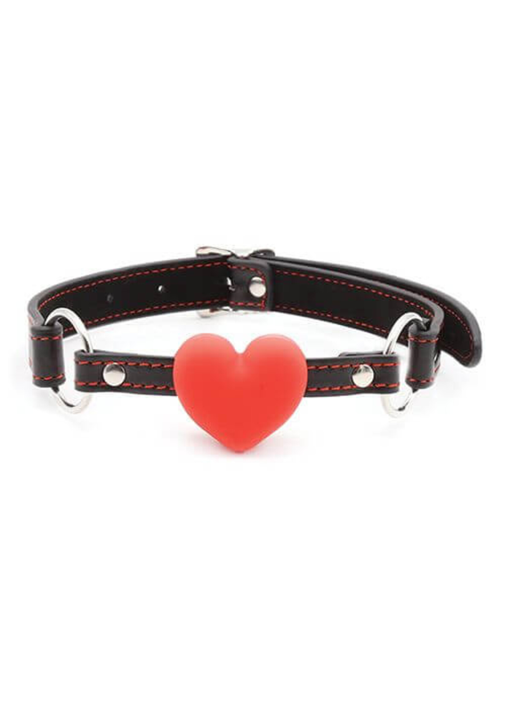 Plesur Plesur Heart Ball Gag w/Red Hearts - Black
