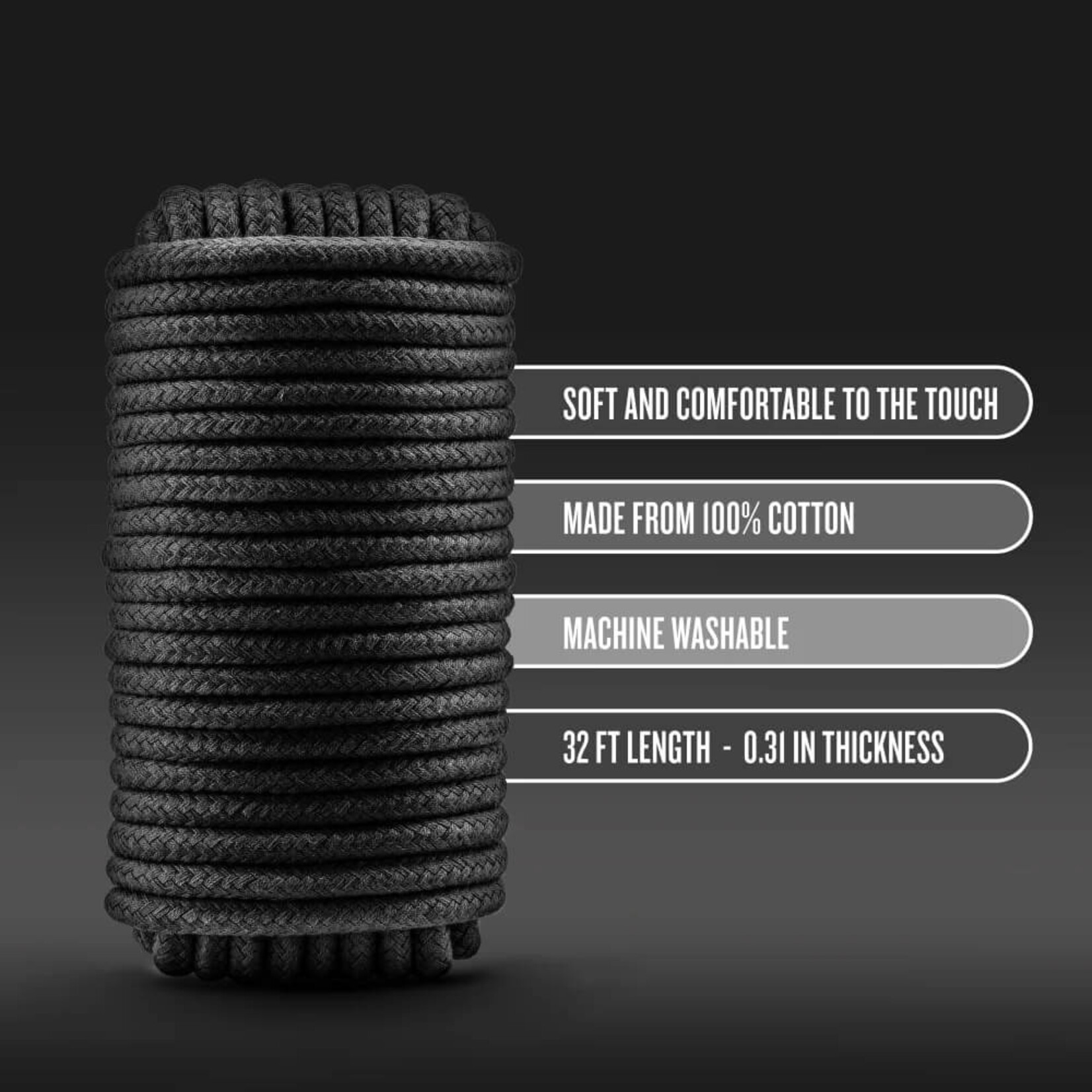 Temptasia - Bondage Rope - 32 Feet - Black