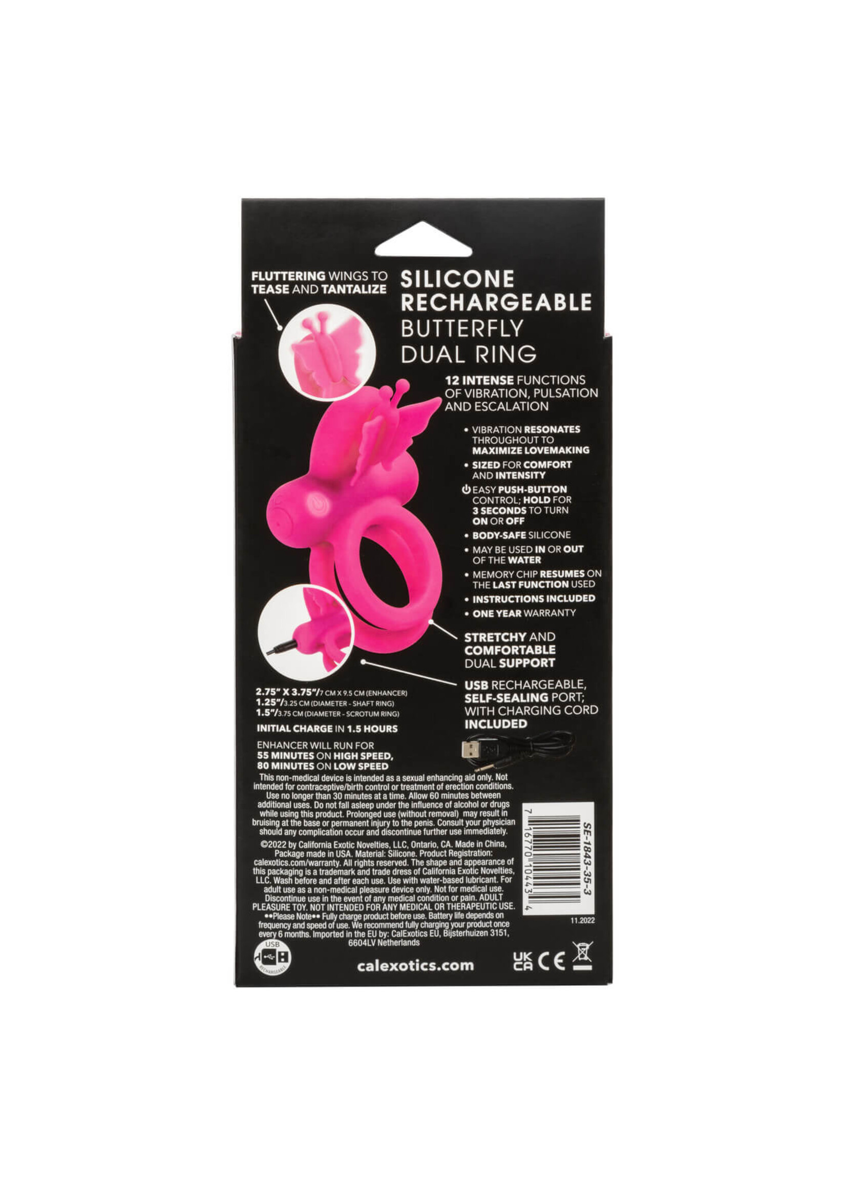 Cal Exotic Novelties Silicone Rechargeable Dual Butterfly Ring