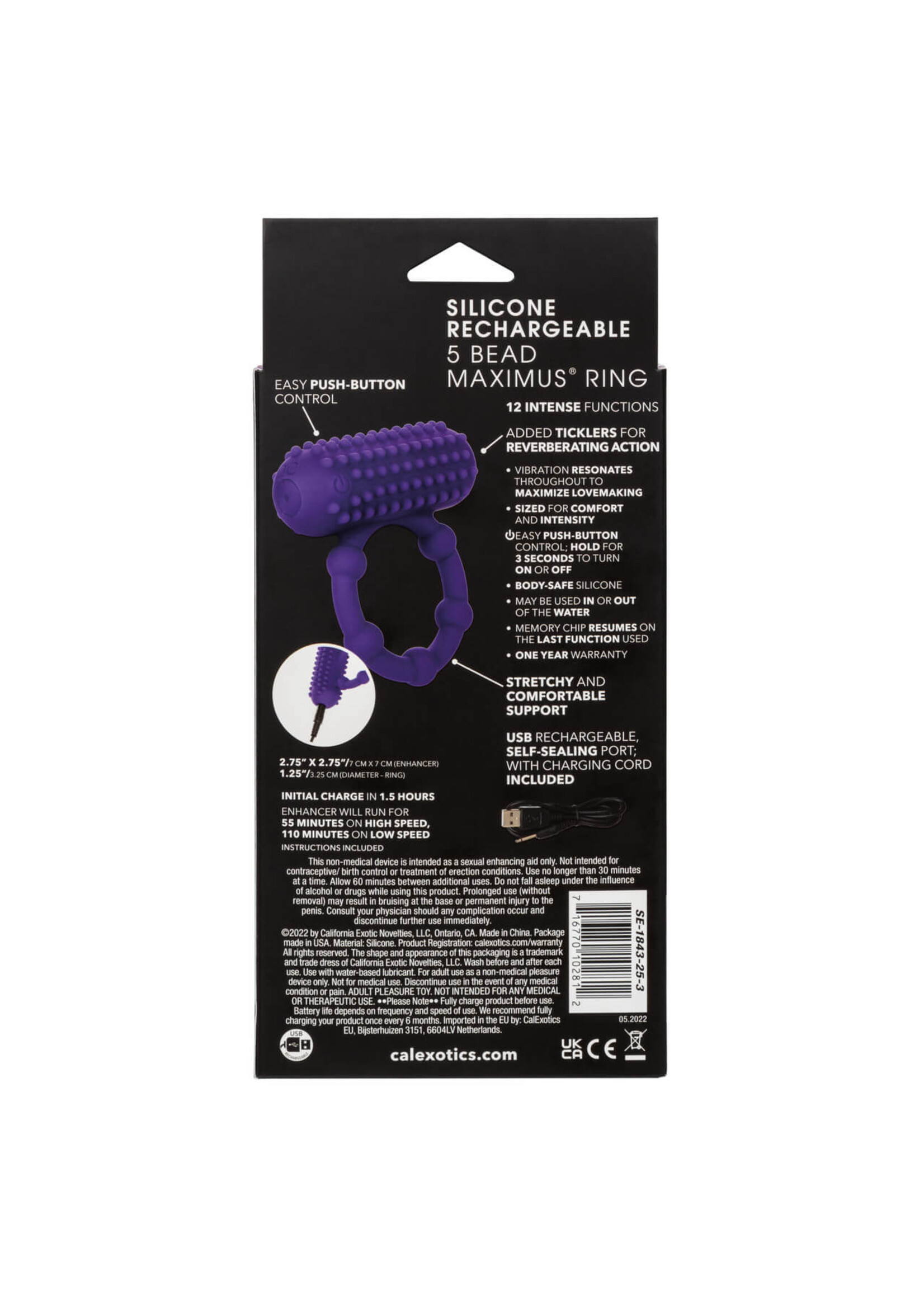 Cal Exotic Novelties Silicone Rechargeable 5 Bead Maximus Ring