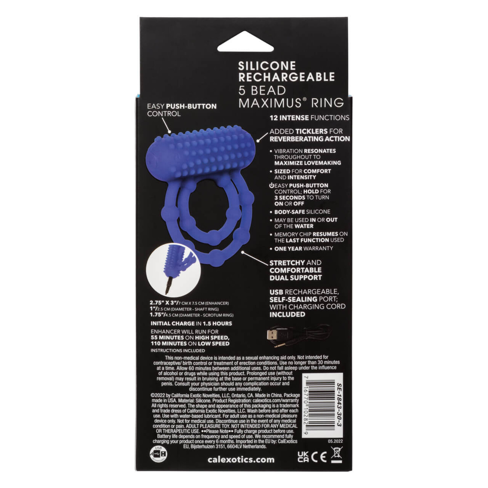 Cal Exotic Novelties Silicone Rechargeable 10 Bead Maximus Ring