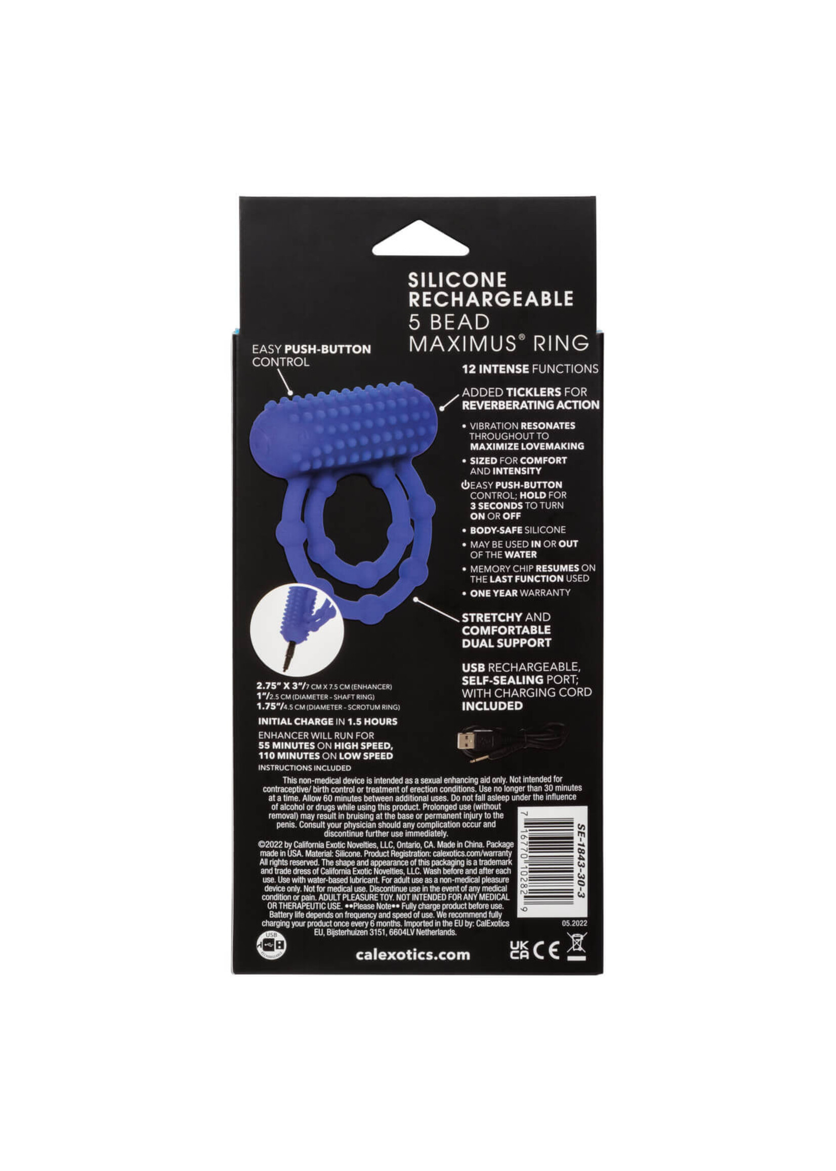 Cal Exotic Novelties Silicone Rechargeable 10 Bead Maximus Ring