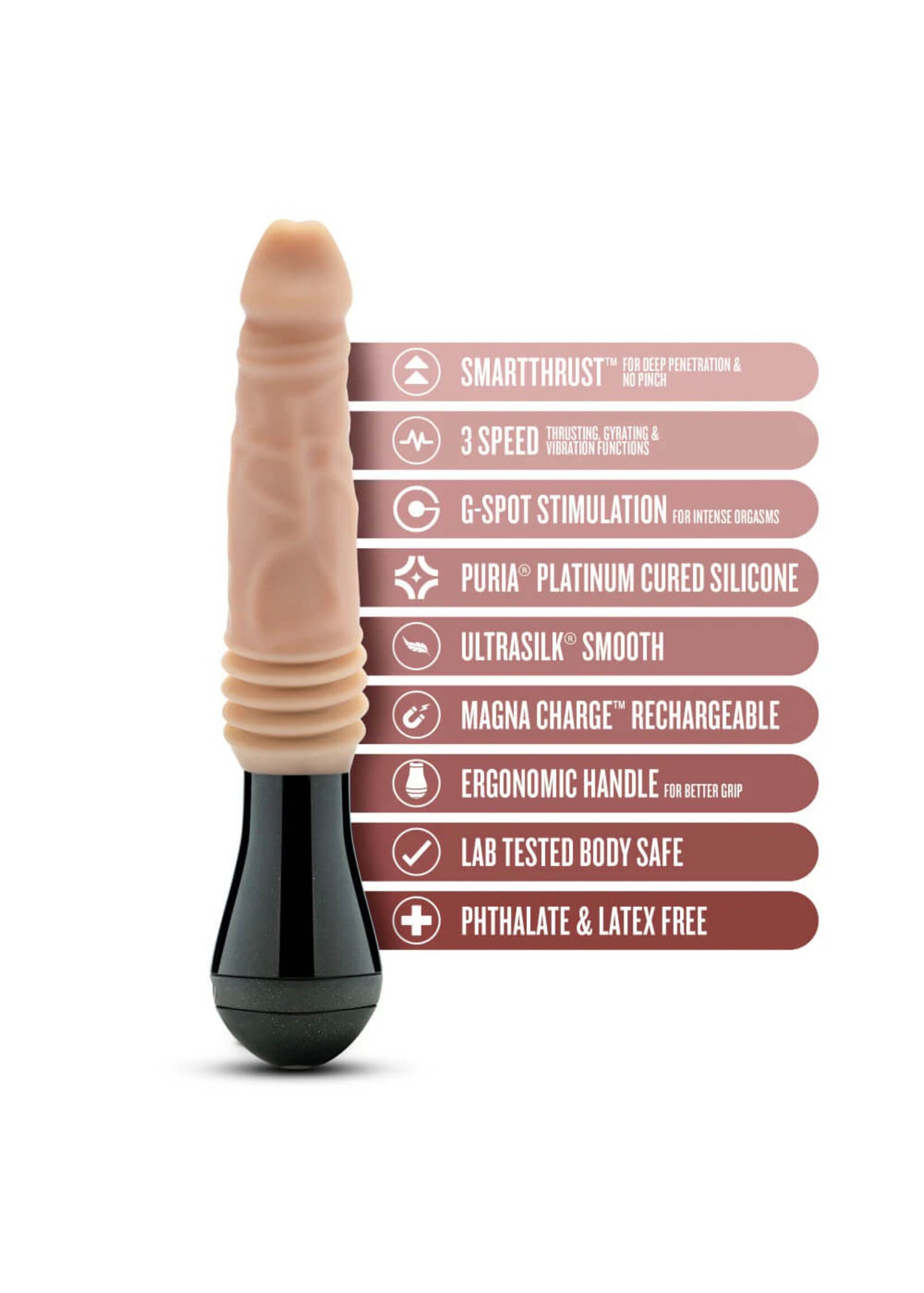 Blush Dr. Skin Silicone - Dr. Knight - Thrusting Gyrating Vibrating Dildo - Beige