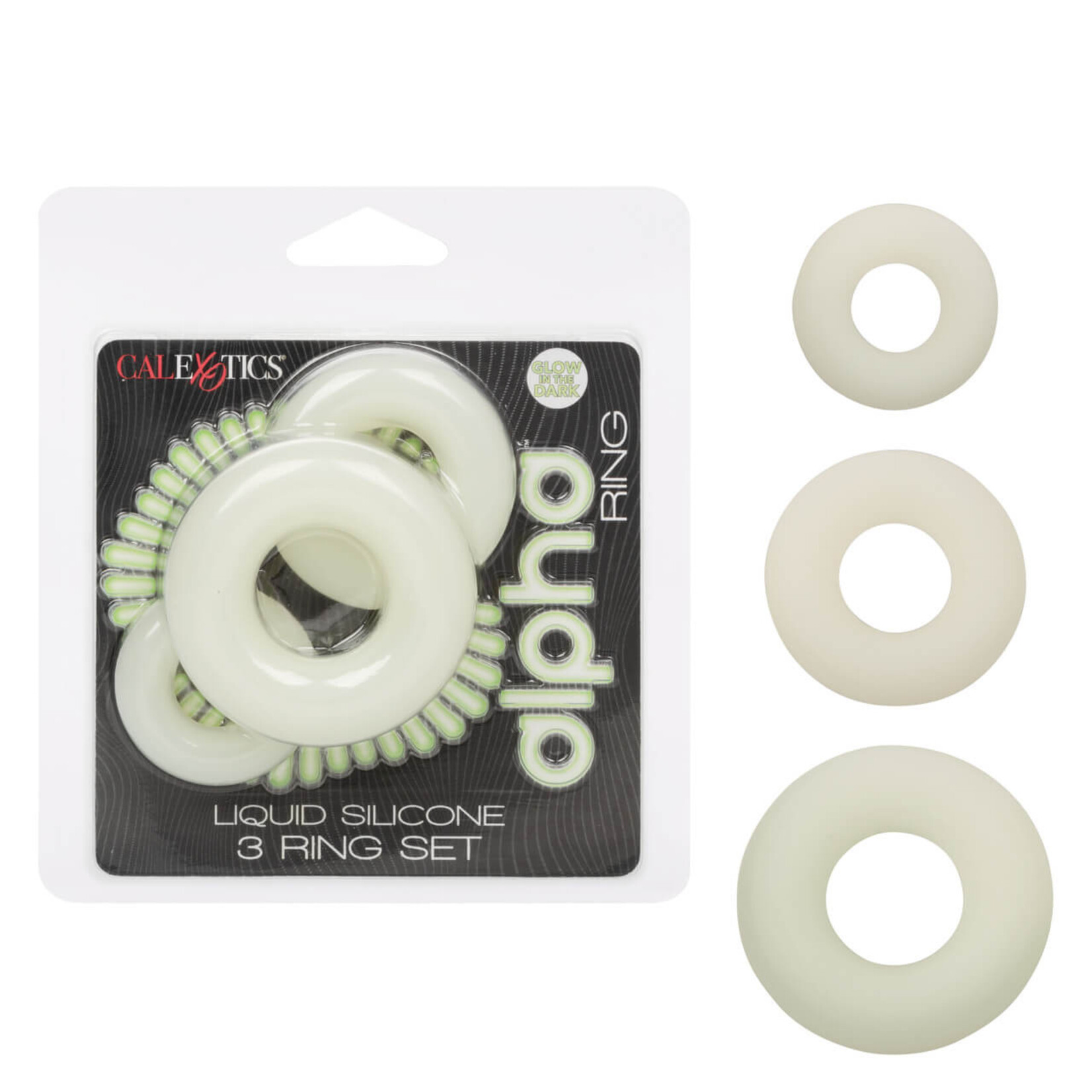 Cal Exotic Novelties Alpha Glow-In-The-Dark Liquid Silicone 3 Ring Set