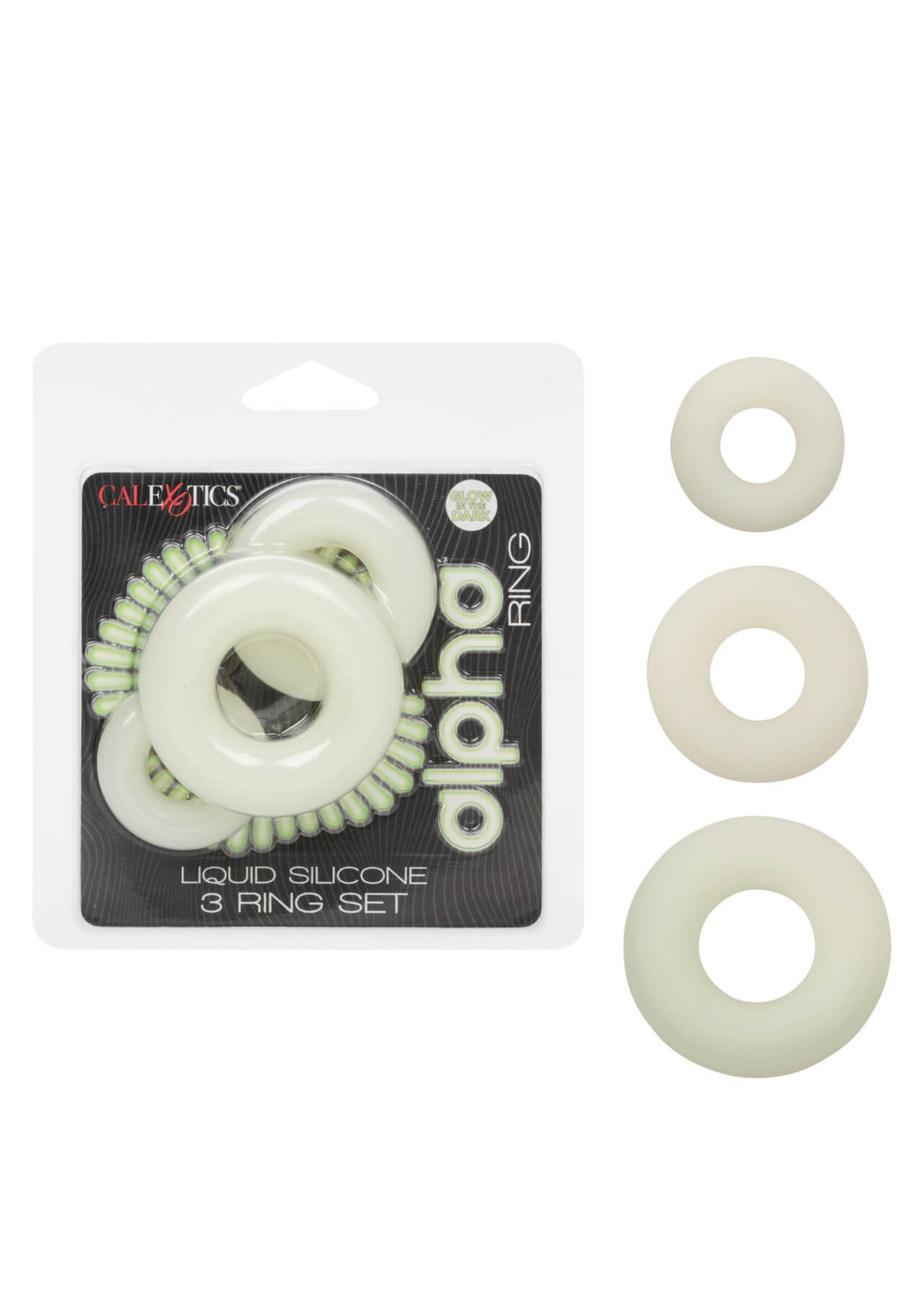 Cal Exotic Novelties Alpha Glow-In-The-Dark Liquid Silicone 3 Ring Set