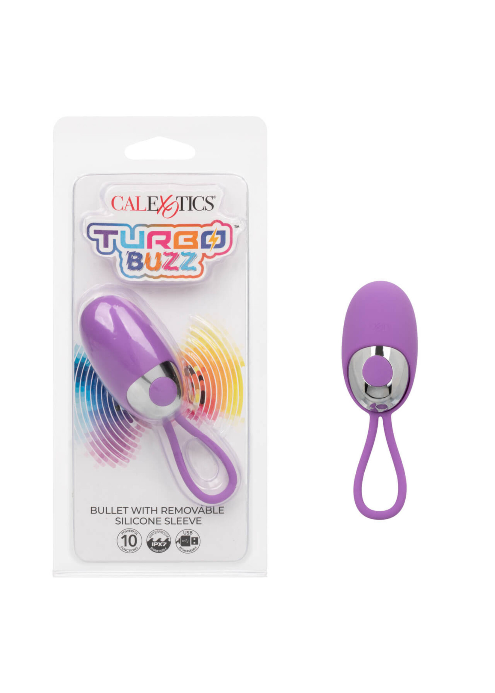 Cal Exotic Novelties Turbo Buzz Bullet with Removable Silicone Sleeve - Purple